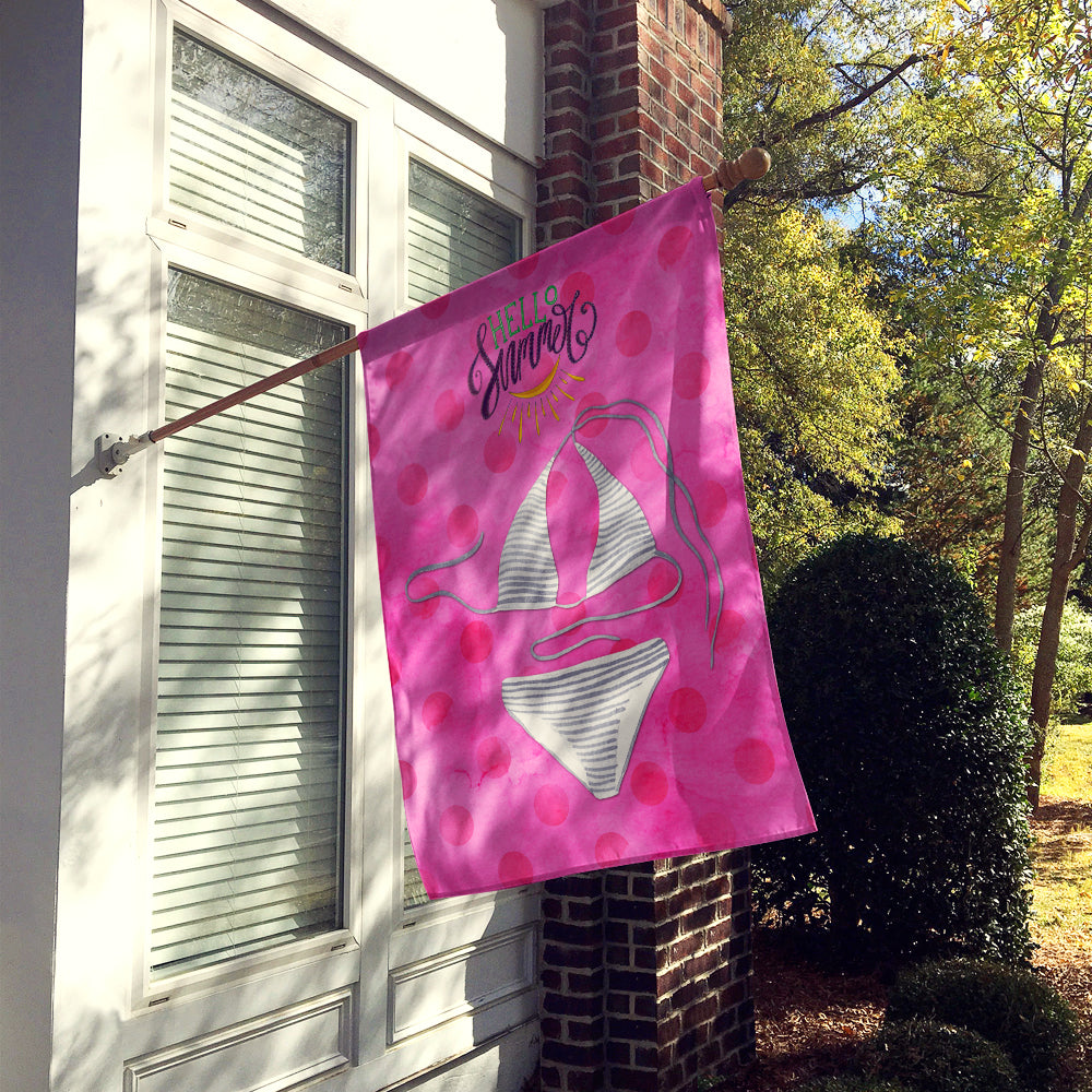 Bikini Swimsuit Pink Polkadot Flag Canvas House Size BB8199CHF