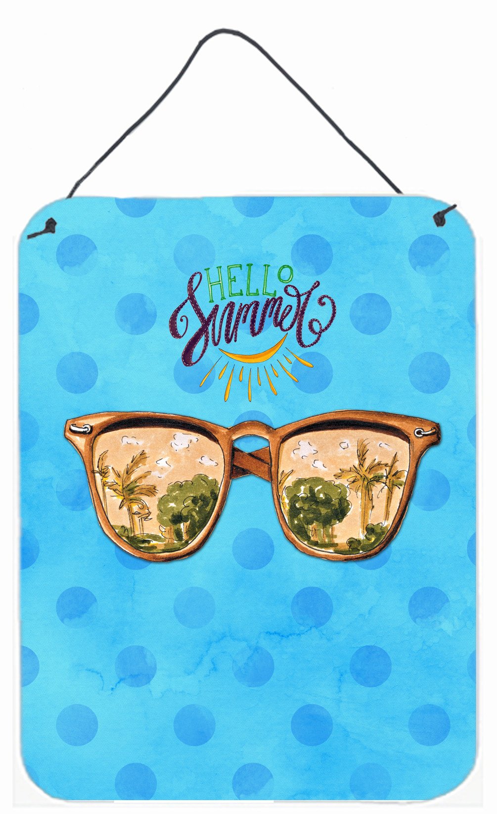 Beach Sunglasses Blue Polkadot Wall or Door Hanging Prints BB8206DS1216 by Caroline&#39;s Treasures