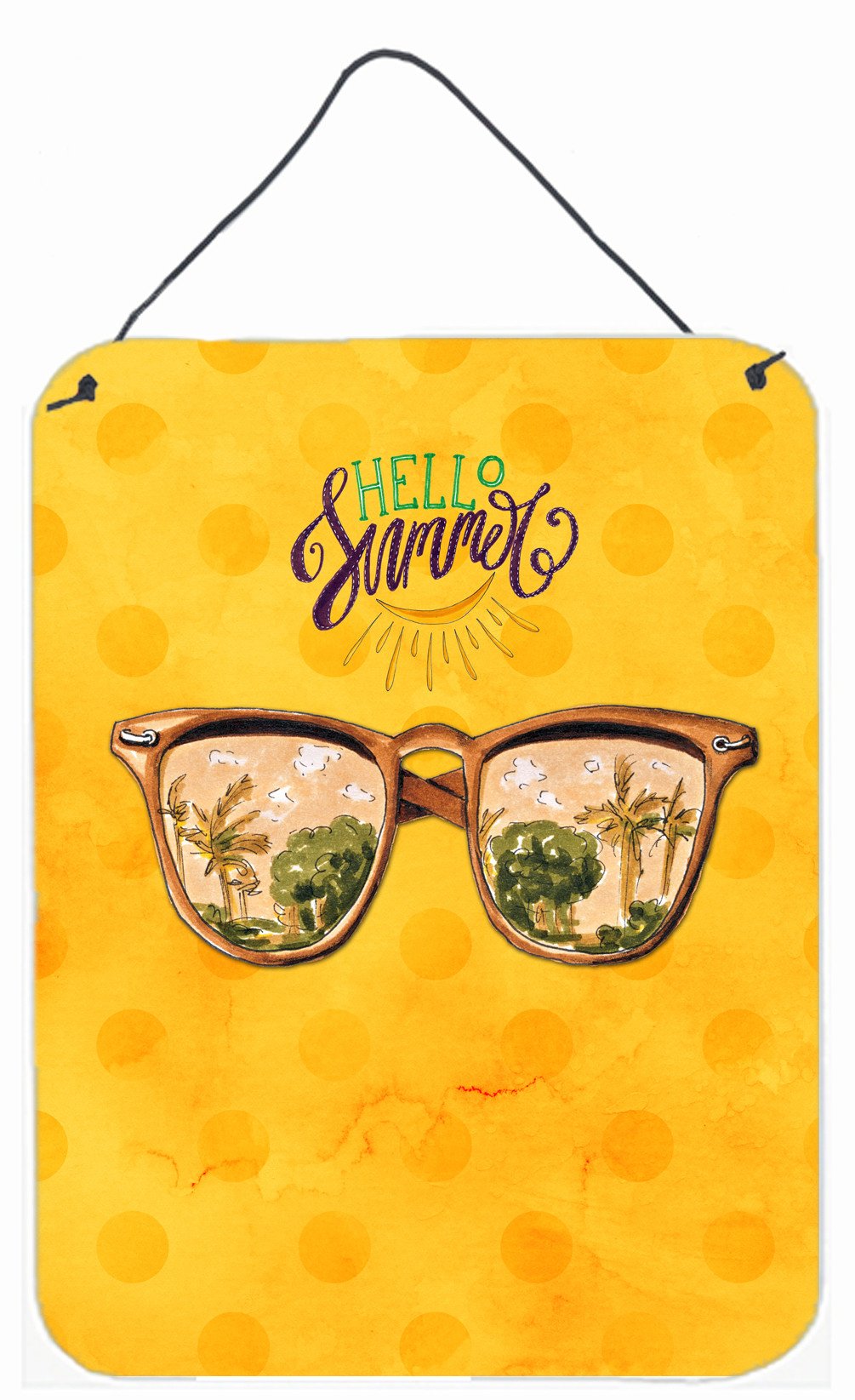 Beach Sunglasses Yellow Polkadot Wall or Door Hanging Prints BB8207DS1216 by Caroline's Treasures