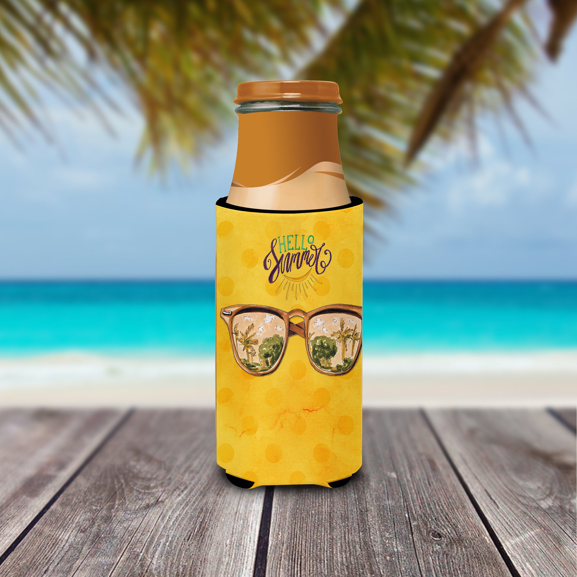 Beach Sunglasses Yellow Polkadot  Ultra Hugger for slim cans BB8207MUK