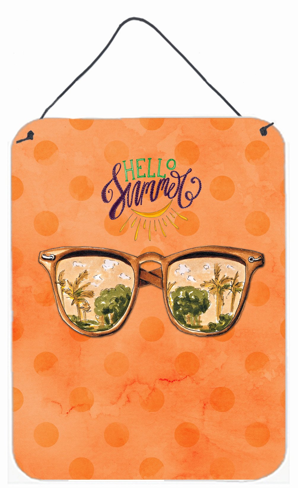 Beach Sunglasses Orange Polkadot Wall or Door Hanging Prints BB8208DS1216 by Caroline&#39;s Treasures
