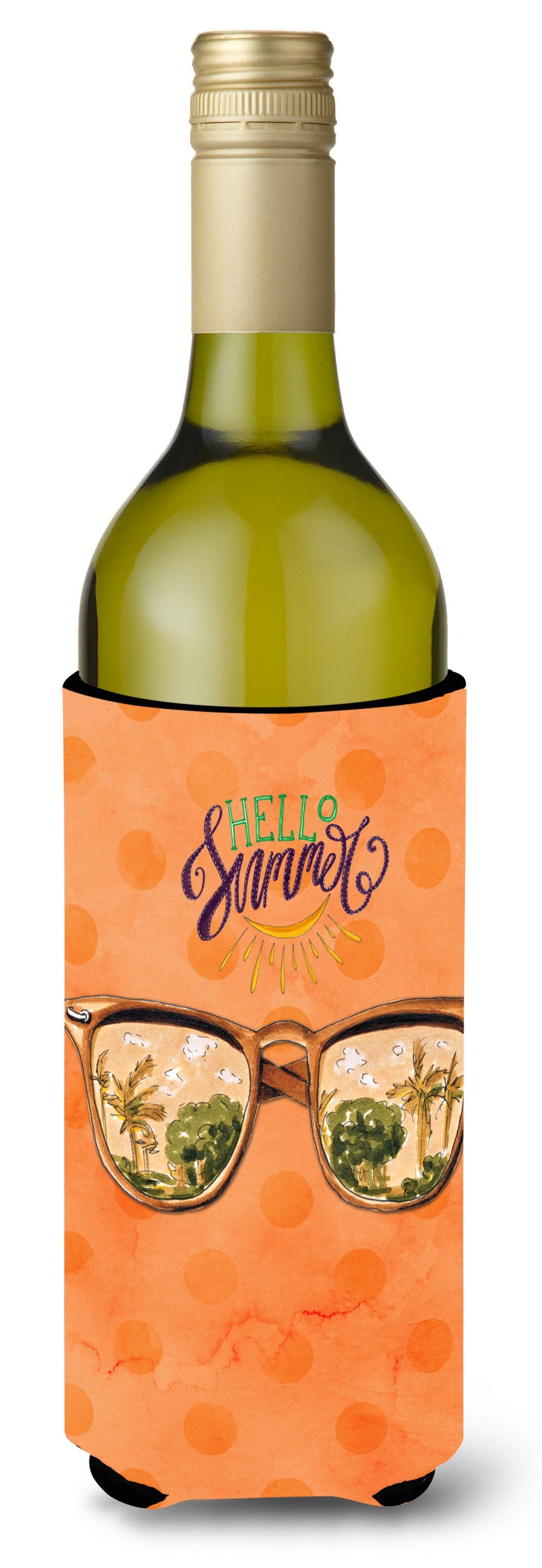 Beach Sunglasses Orange Polkadot Wine Bottle Beverge Insulator Hugger BB8208LITERK by Caroline&#39;s Treasures