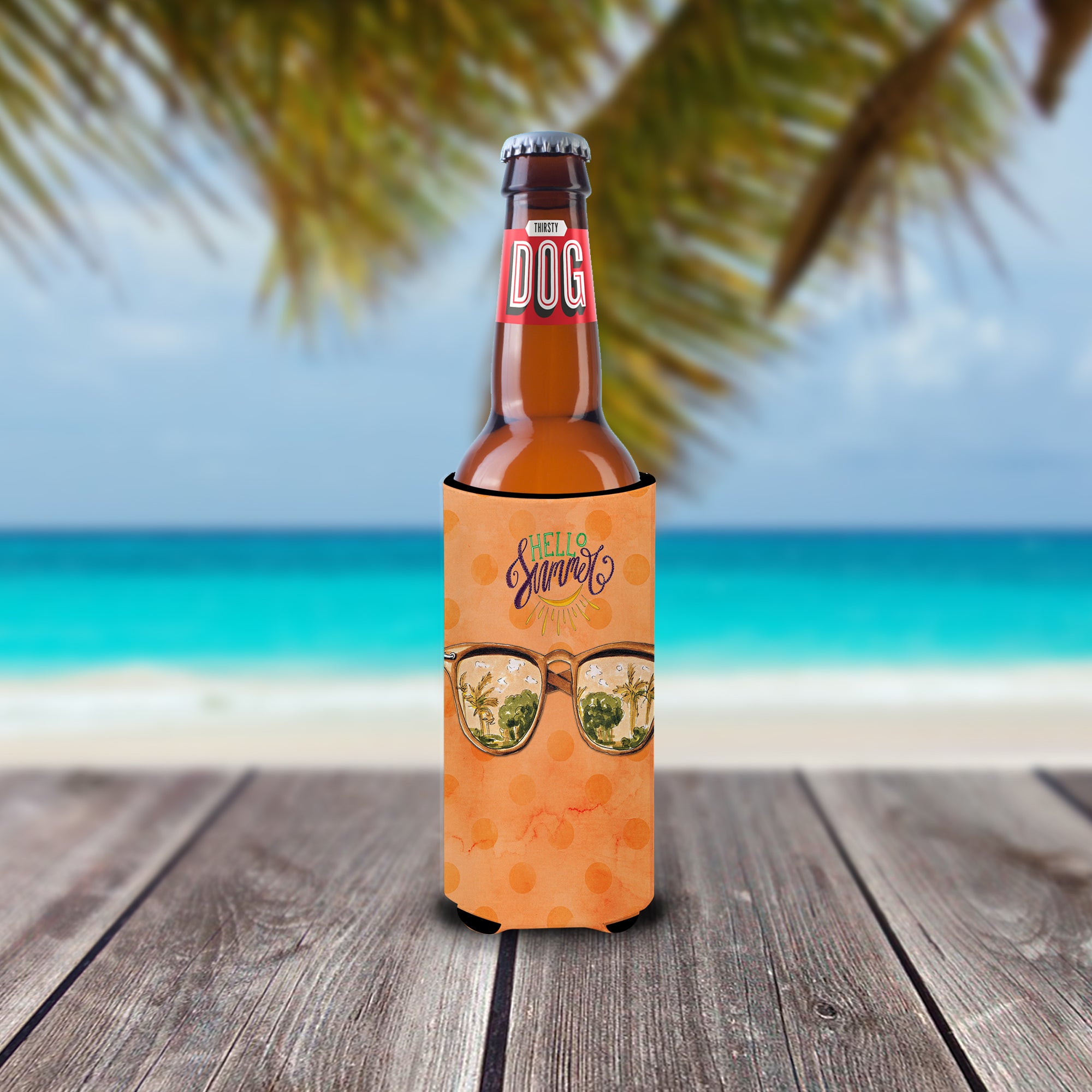 Beach Sunglasses Orange Polkadot  Ultra Hugger for slim cans BB8208MUK