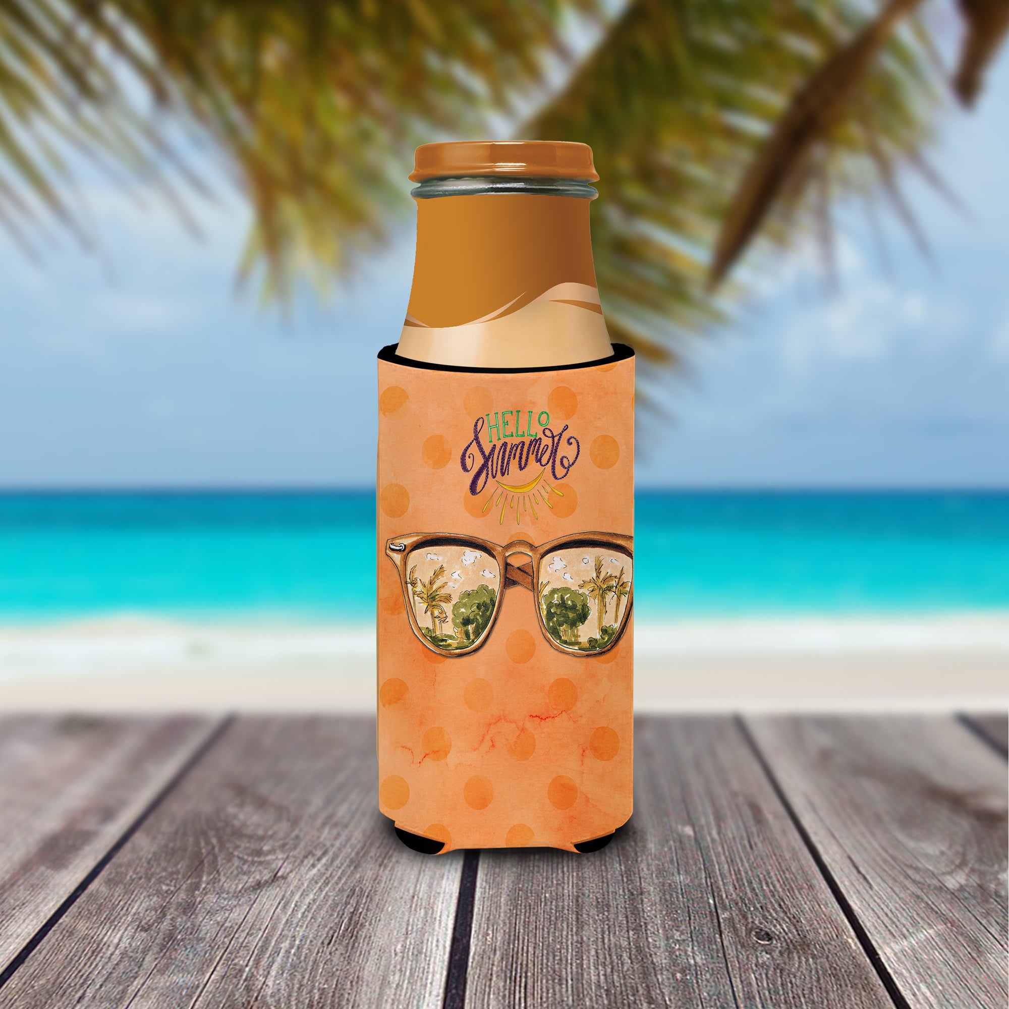 Beach Sunglasses Orange Polkadot  Ultra Hugger for slim cans BB8208MUK