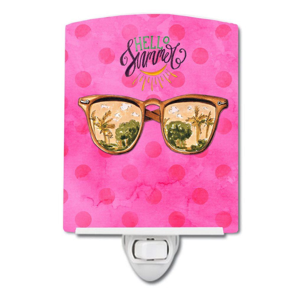 Beach Sunglasses Pink Polkadot Ceramic Night Light BB8209CNL - the-store.com
