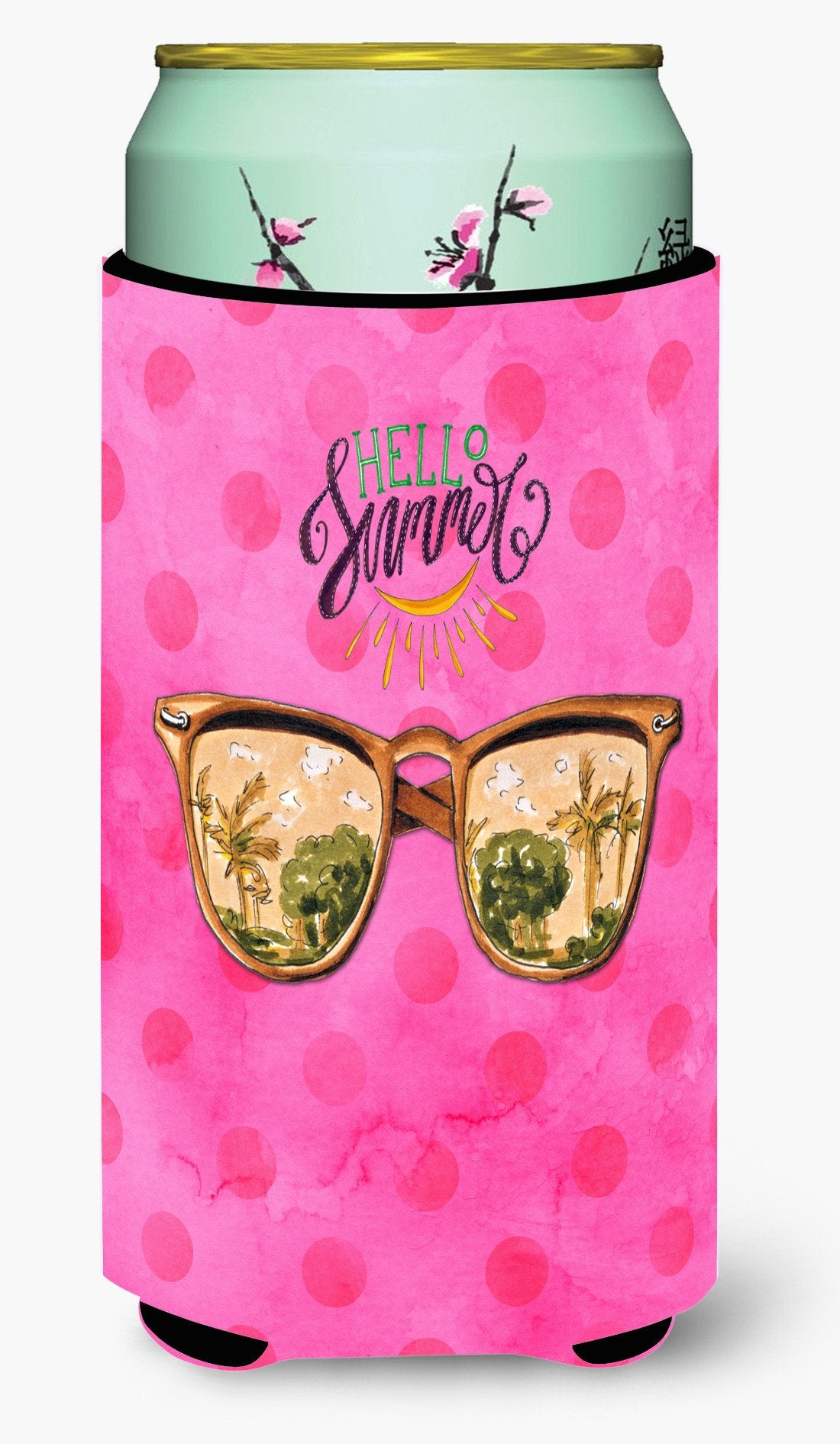 Beach Sunglasses Pink Polkadot Tall Boy Beverage Insulator Hugger BB8209TBC by Caroline&#39;s Treasures