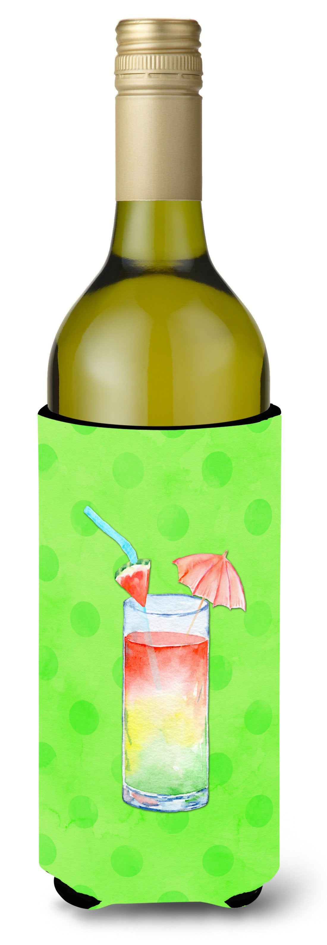 Umberella Cocktail Green Polkadot Wine Bottle Beverge Insulator Hugger BB8210LITERK by Caroline's Treasures