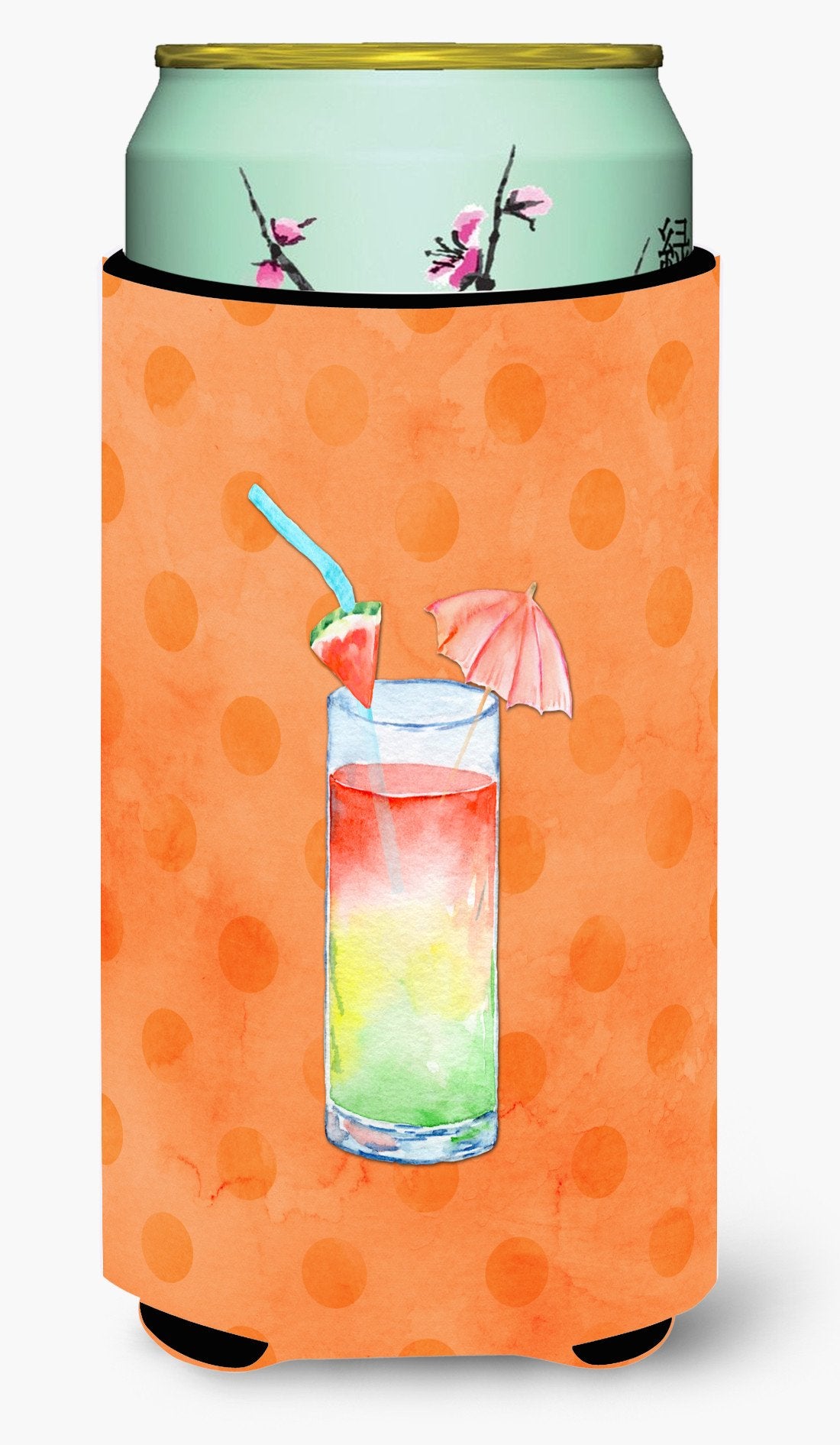 Umberella Cocktail Orange Polkadot Tall Boy Beverage Insulator Hugger BB8213TBC by Caroline&#39;s Treasures