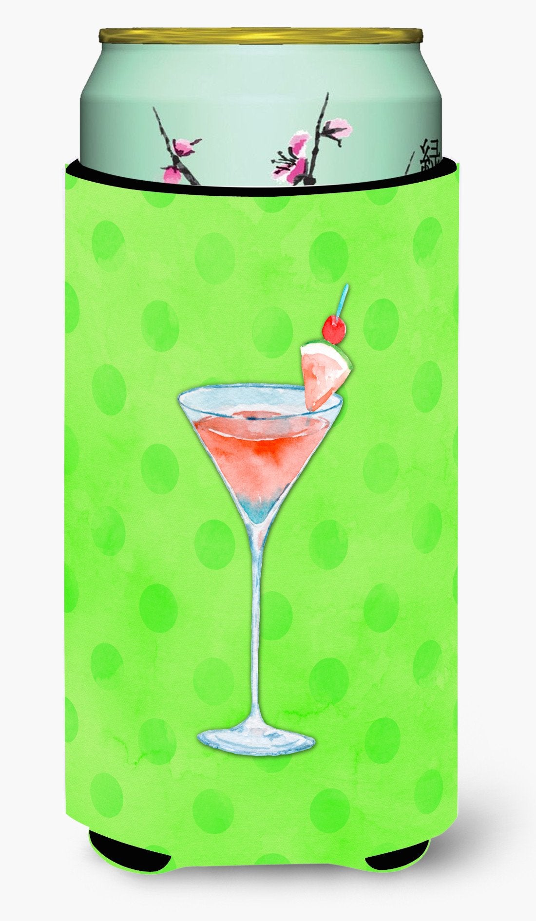 Caroline's Treasures Summer Martini Green Polkadot Tall Boy Beverage Insulator Hugger BB8215TBC
