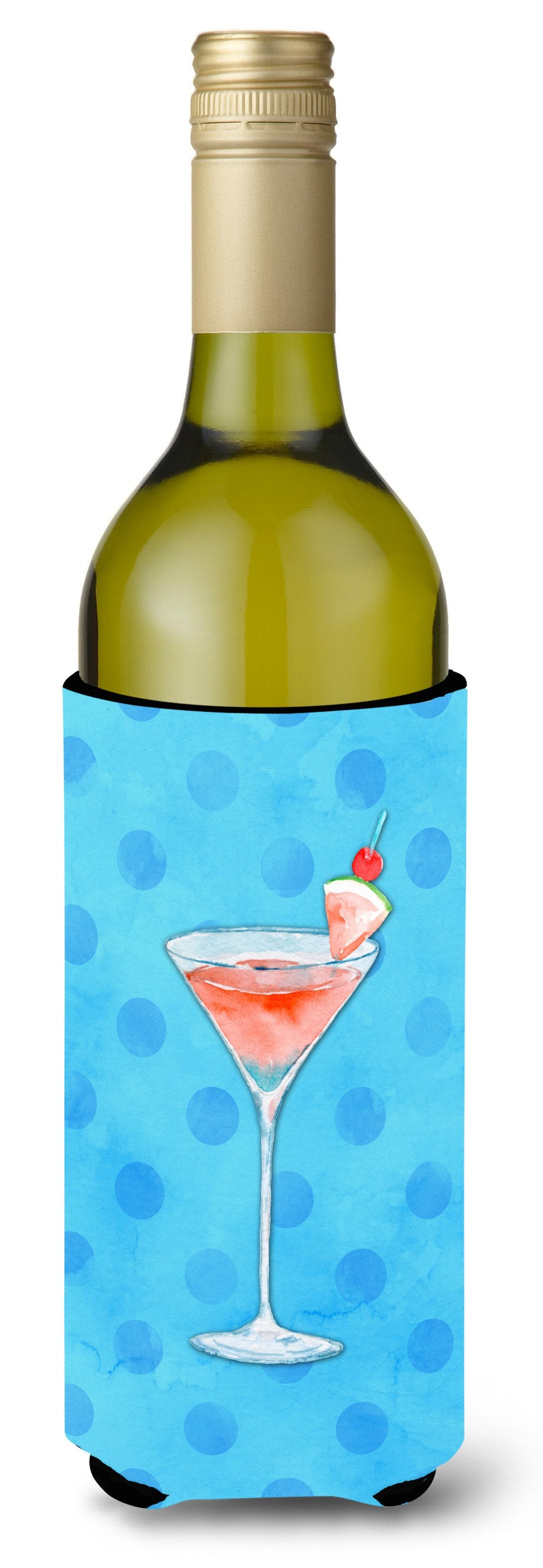 Summer Martini Blue Polkadot Wine Bottle Beverge Insulator Hugger BB8216LITERK by Caroline&#39;s Treasures