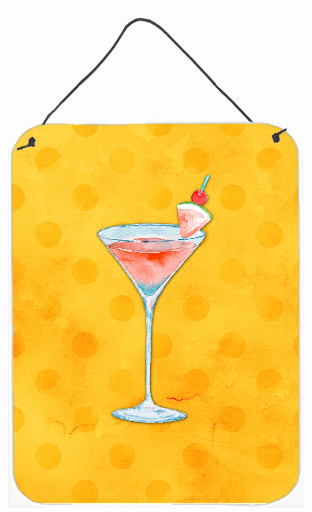 Summer Martini Yellow Polkadot Wall or Door Hanging Prints BB8217DS1216 by Caroline&#39;s Treasures