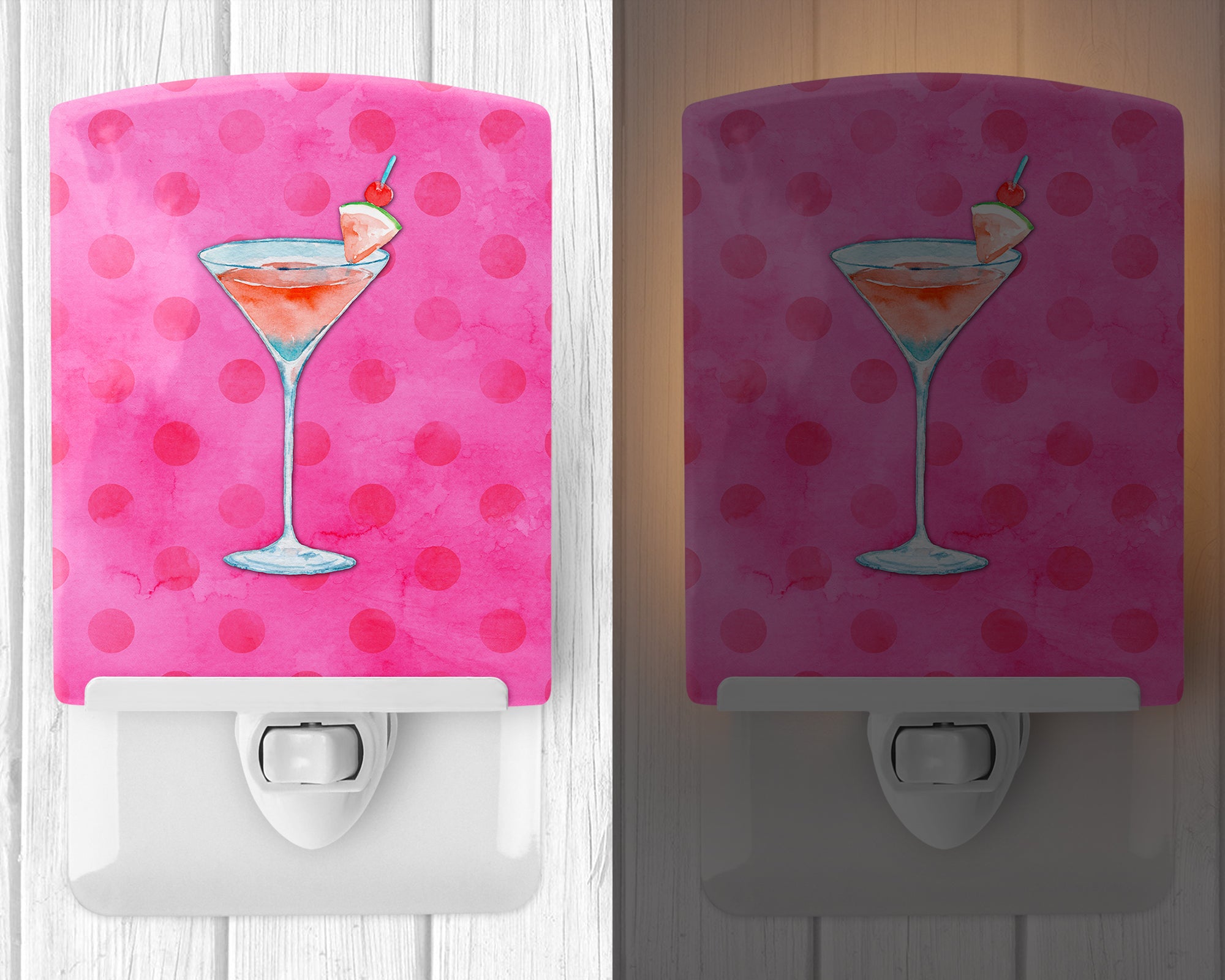 Summer Martini Pink Polkadot Ceramic Night Light BB8219CNL - the-store.com