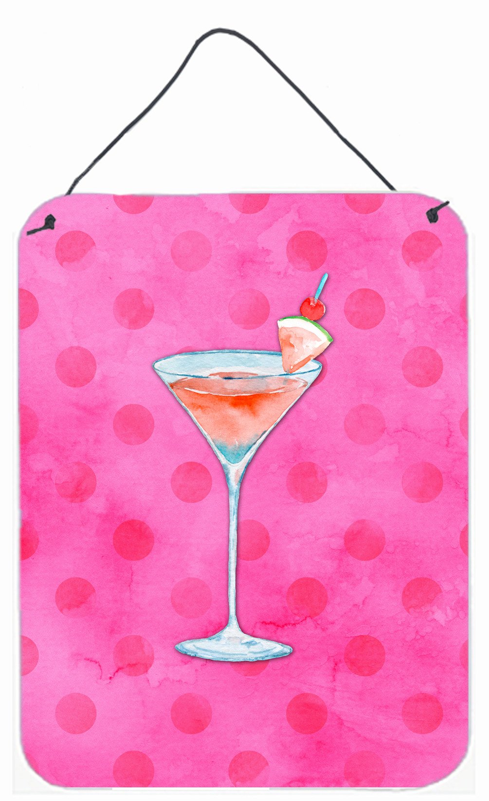 Summer Martini Pink Polkadot Wall or Door Hanging Prints BB8219DS1216 by Caroline&#39;s Treasures