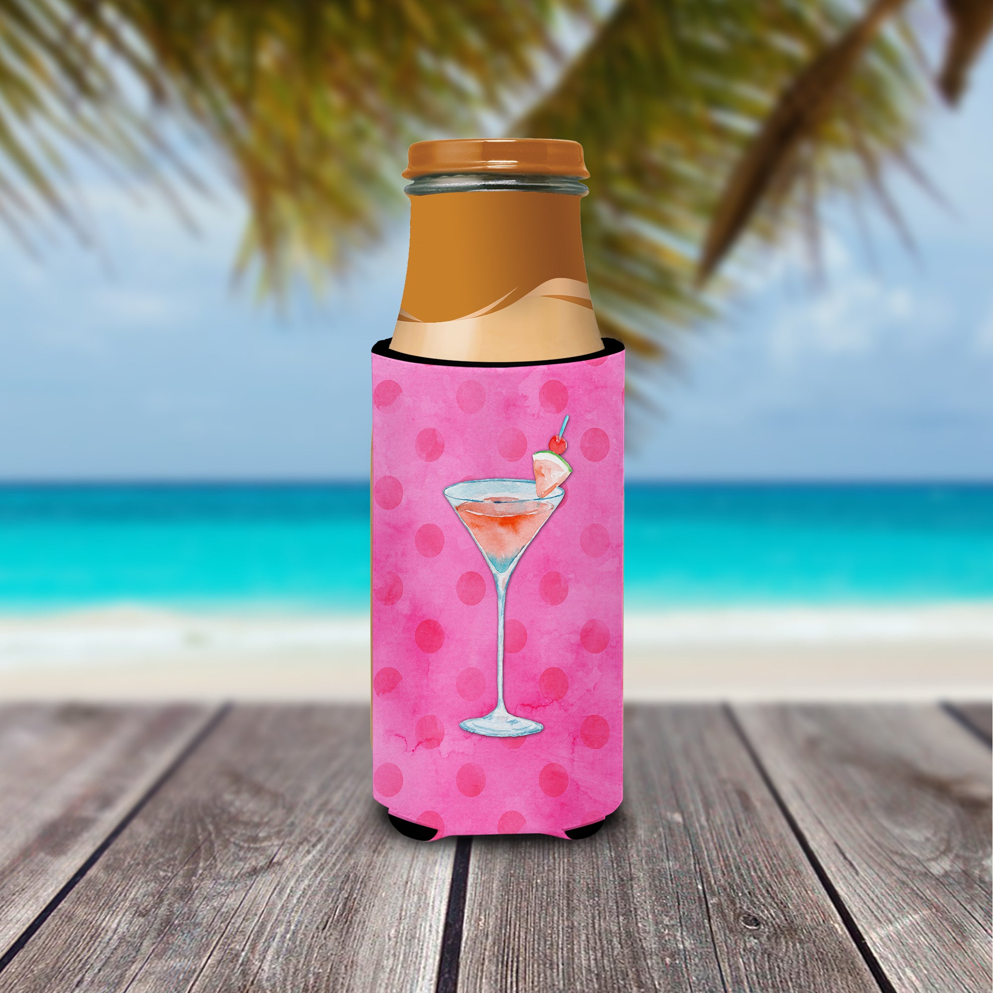 Summer Martini Pink Polkadot Michelob Ultra Hugger pour canettes fines
