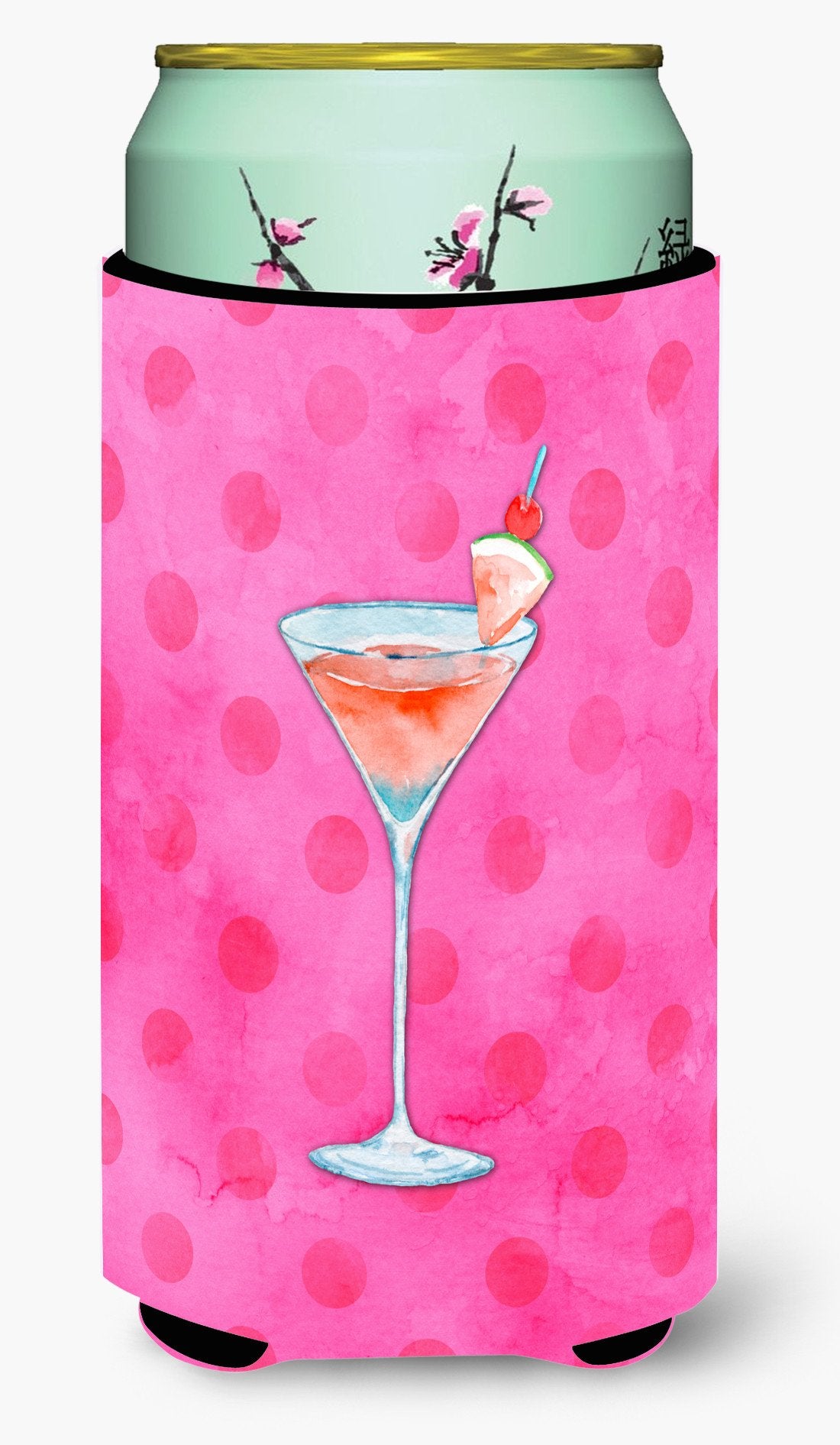 Summer Martini Pink Polkadot Tall Boy Beverage Insulator Hugger BB8219TBC by Caroline&#39;s Treasures