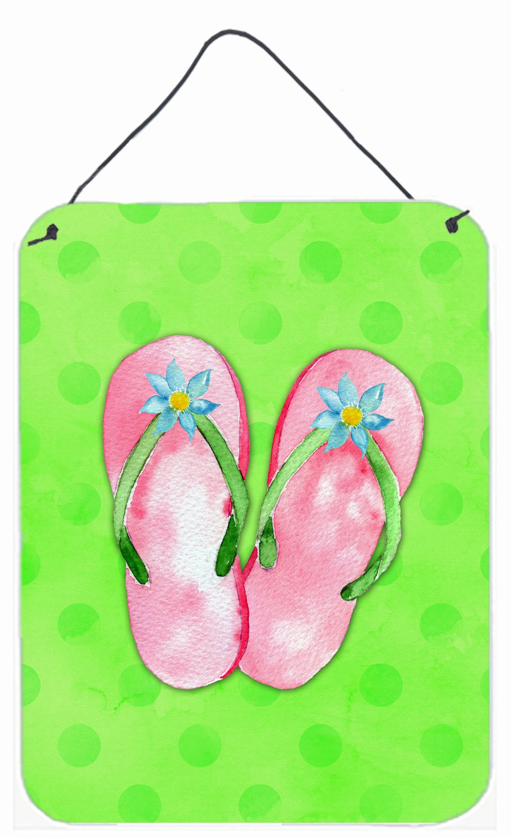 Pink Flip Flops Green Polkadot Wall or Door Hanging Prints BB8220DS1216 by Caroline&#39;s Treasures