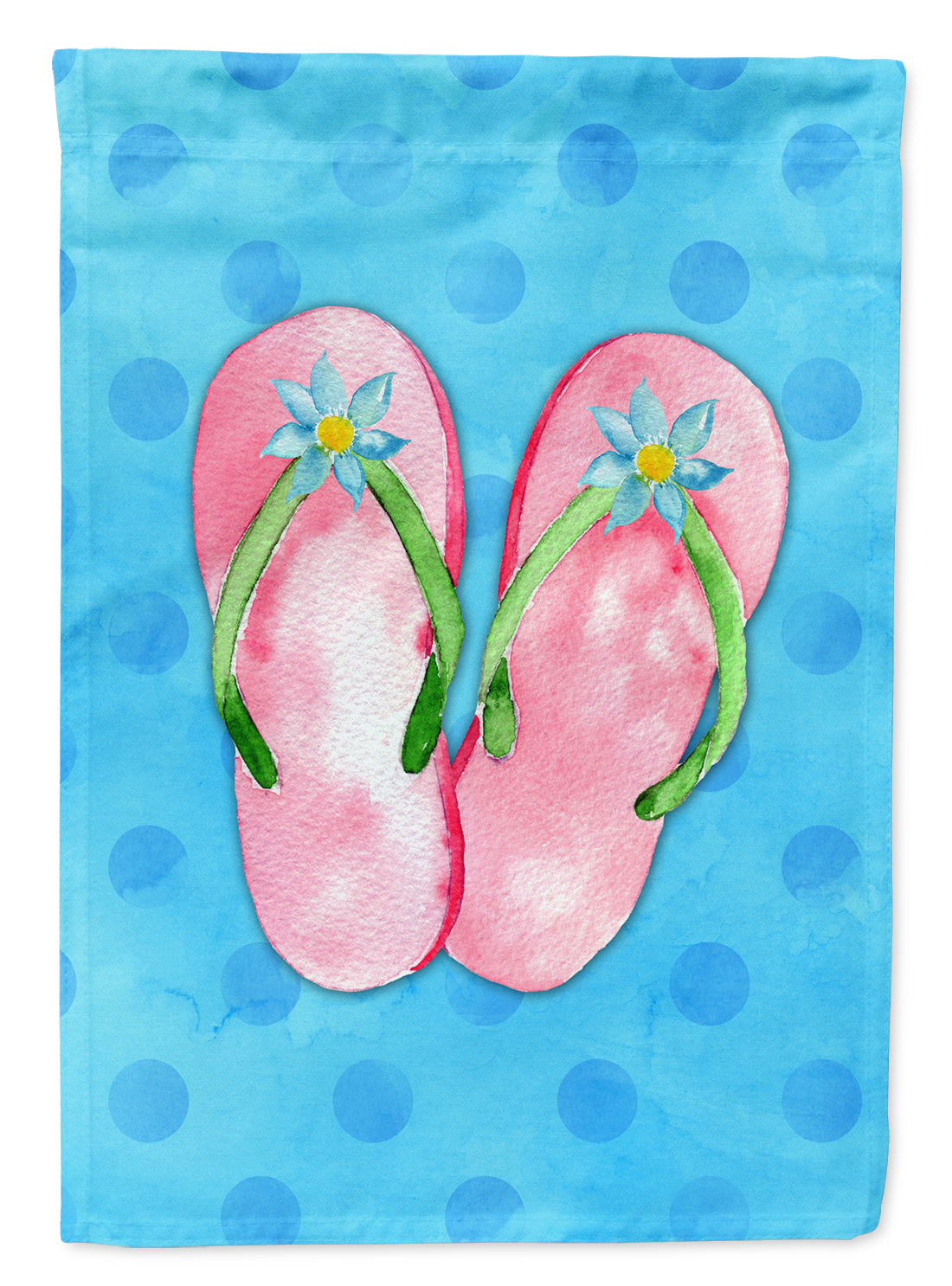 Pink Flip Flops Blue Polkadot Flag Canvas House Size BB8221CHF  the-store.com.
