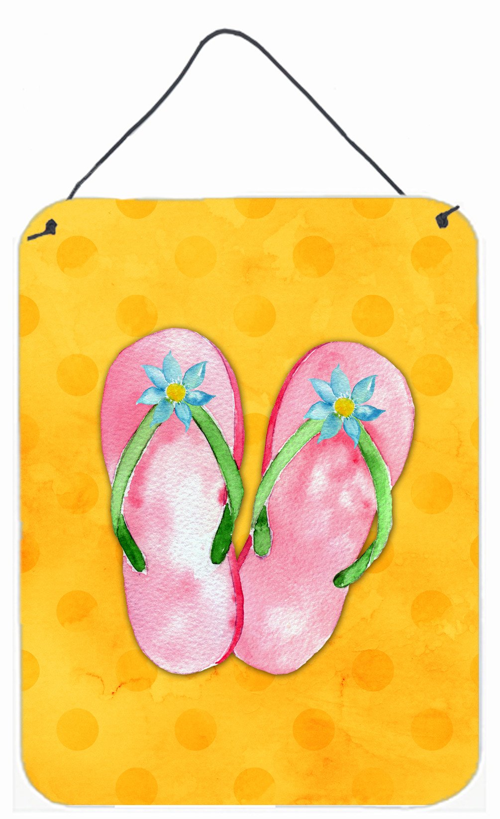 Pink Flip Flops Yellow Polkadot Wall or Door Hanging Prints BB8222DS1216 by Caroline&#39;s Treasures