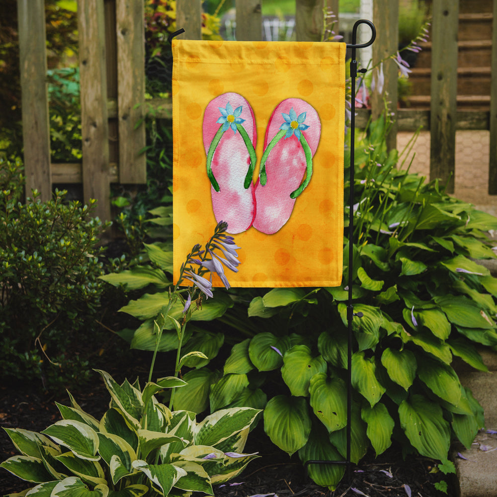 Pink Flip Flops Yellow Polkadot Flag Garden Size BB8222GF