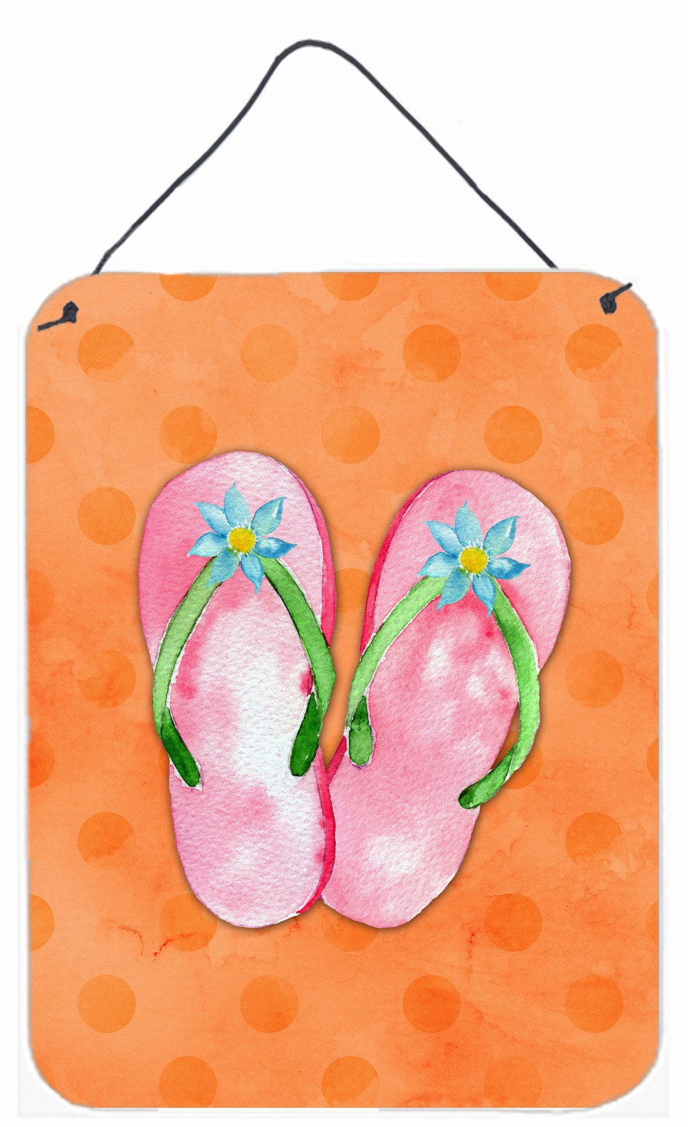 Pink Flip Flops Orange Polkadot Wall or Door Hanging Prints BB8223DS1216 by Caroline's Treasures