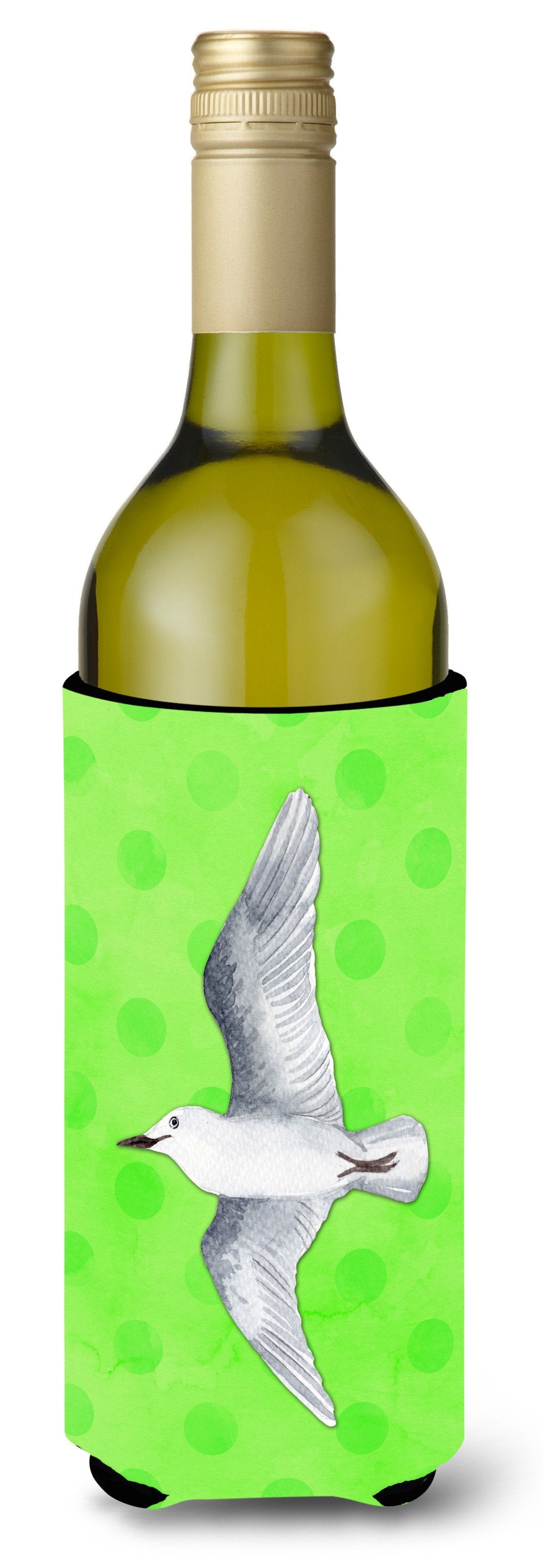 Sea Gull Green Polkadot Wine Bottle Beverge Insulator Hugger BB8225LITERK by Caroline's Treasures