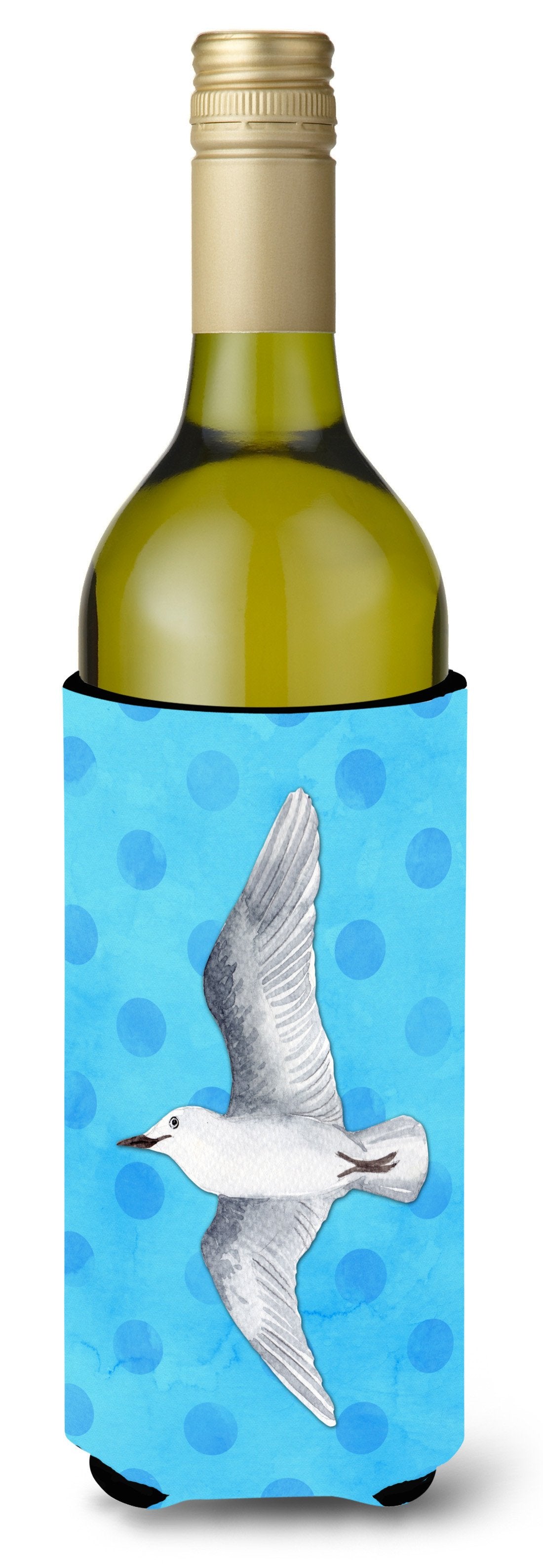Sea Gull Blue Polkadot Wine Bottle Beverge Insulator Hugger BB8226LITERK by Caroline's Treasures
