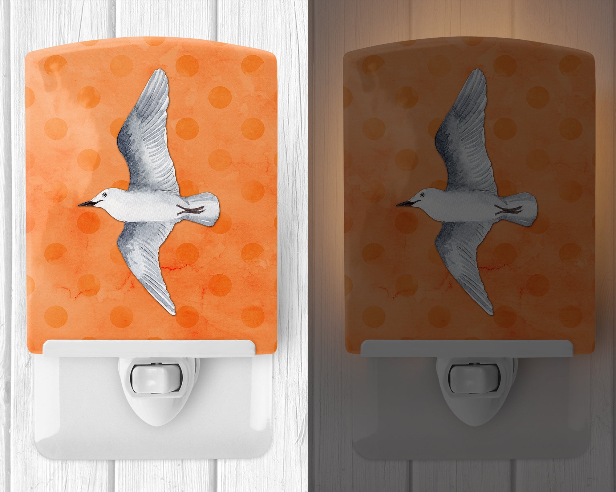 Sea Gull Orange Polkadot Ceramic Night Light BB8228CNL - the-store.com