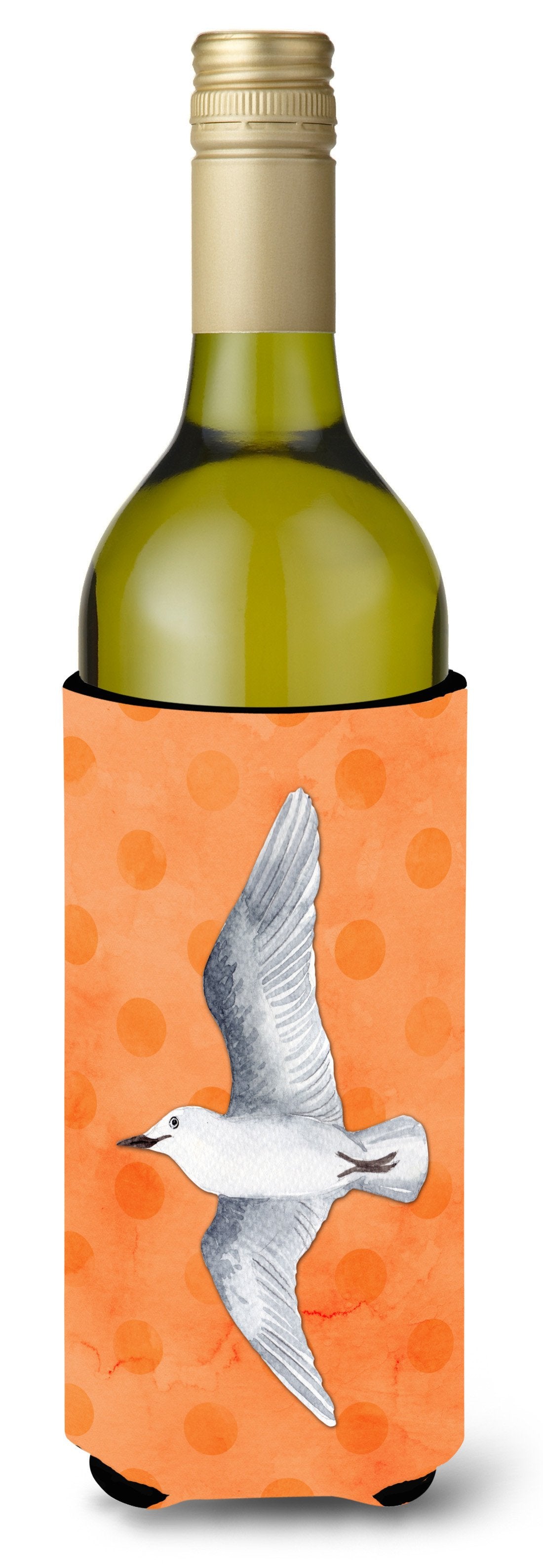 Sea Gull Orange Polkadot Wine Bottle Beverge Insulator Hugger BB8228LITERK by Caroline&#39;s Treasures
