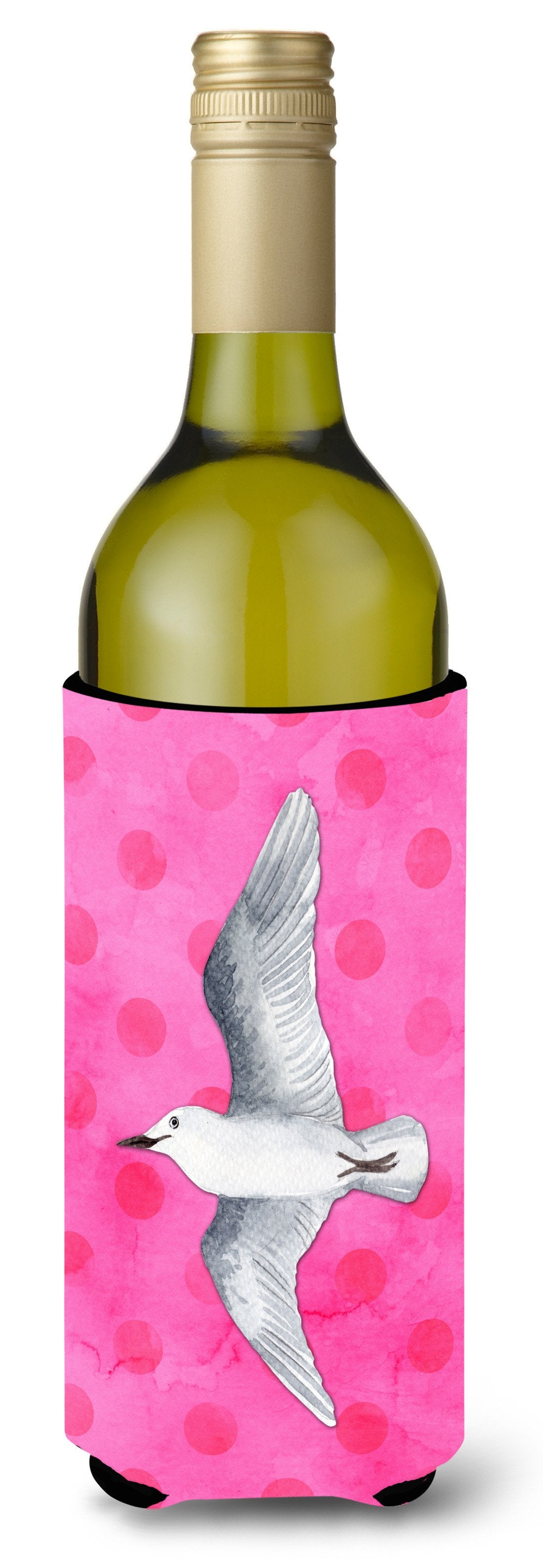 Sea Gull Pink Polkadot Wine Bottle Beverge Insulator Hugger BB8229LITERK by Caroline's Treasures