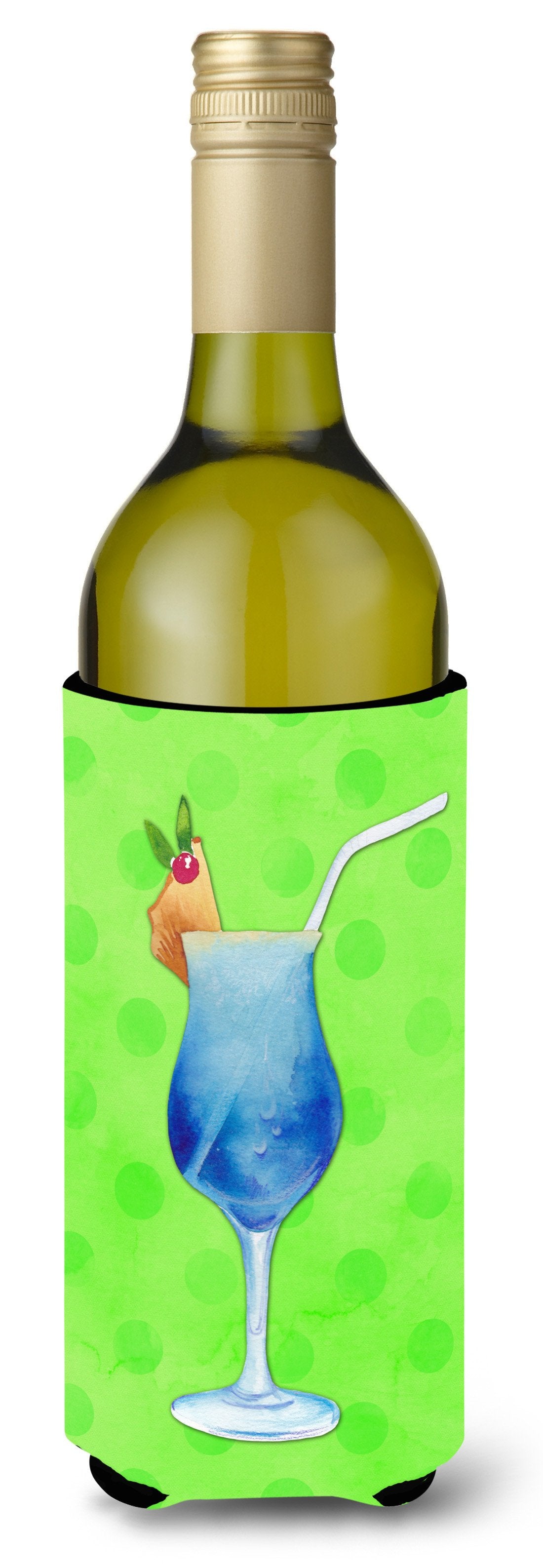 Summer Cocktail Green Polkadot Wine Bottle Beverge Insulator Hugger BB8230LITERK by Caroline&#39;s Treasures