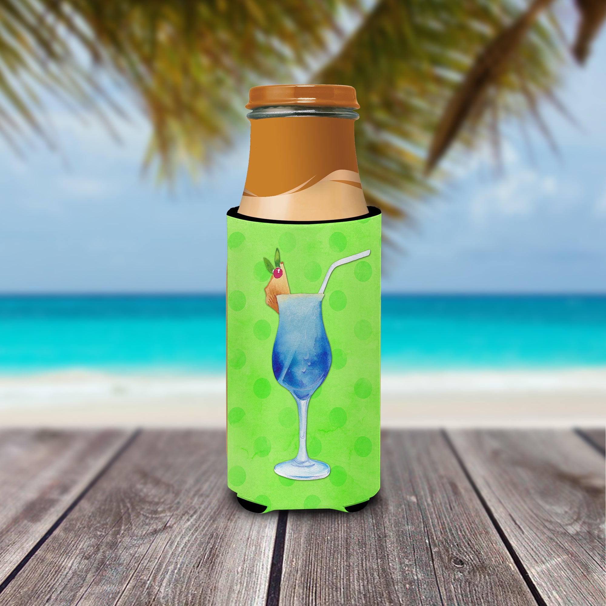 Summer Cocktail Green Polkadot  Ultra Hugger for slim cans BB8230MUK