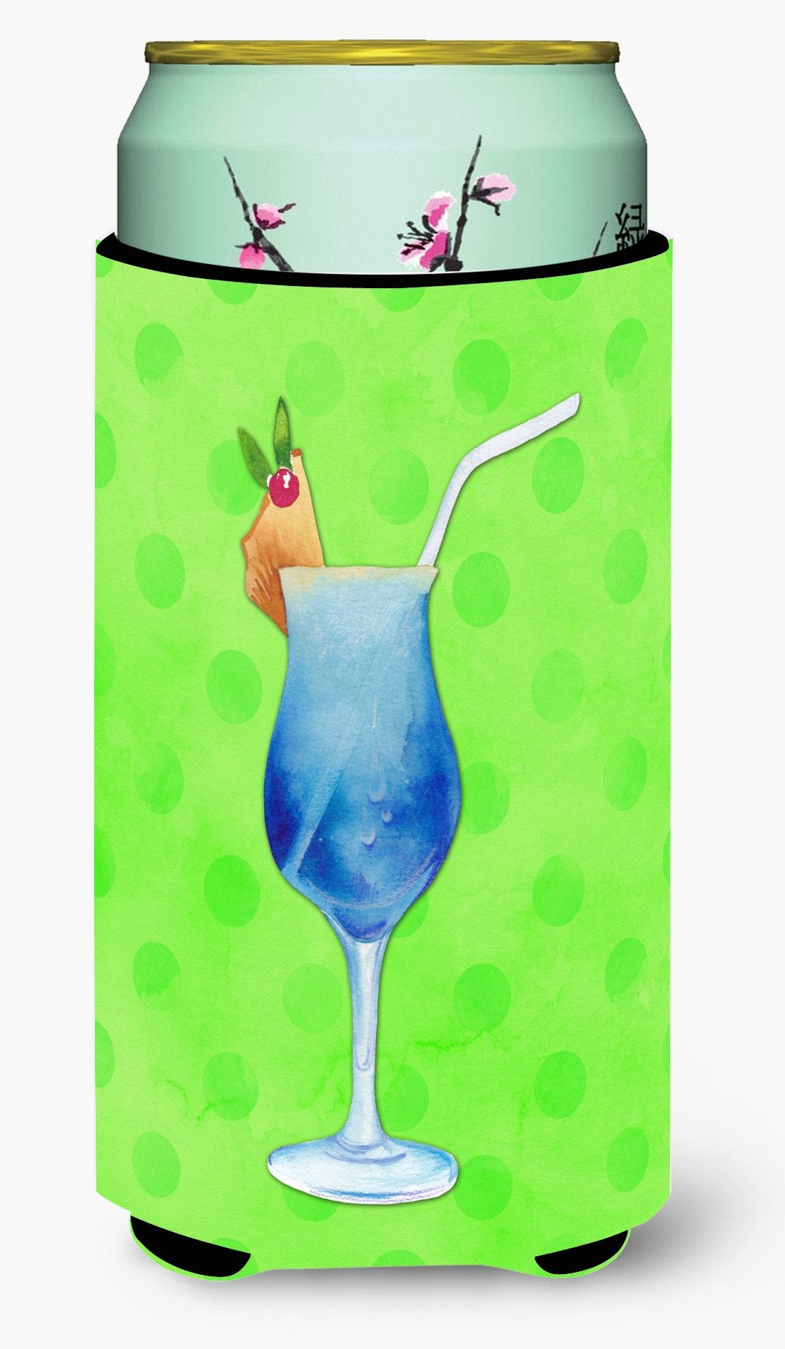 Summer Cocktail Green Polkadot Tall Boy Beverage Insulator Hugger BB8230TBC by Caroline&#39;s Treasures