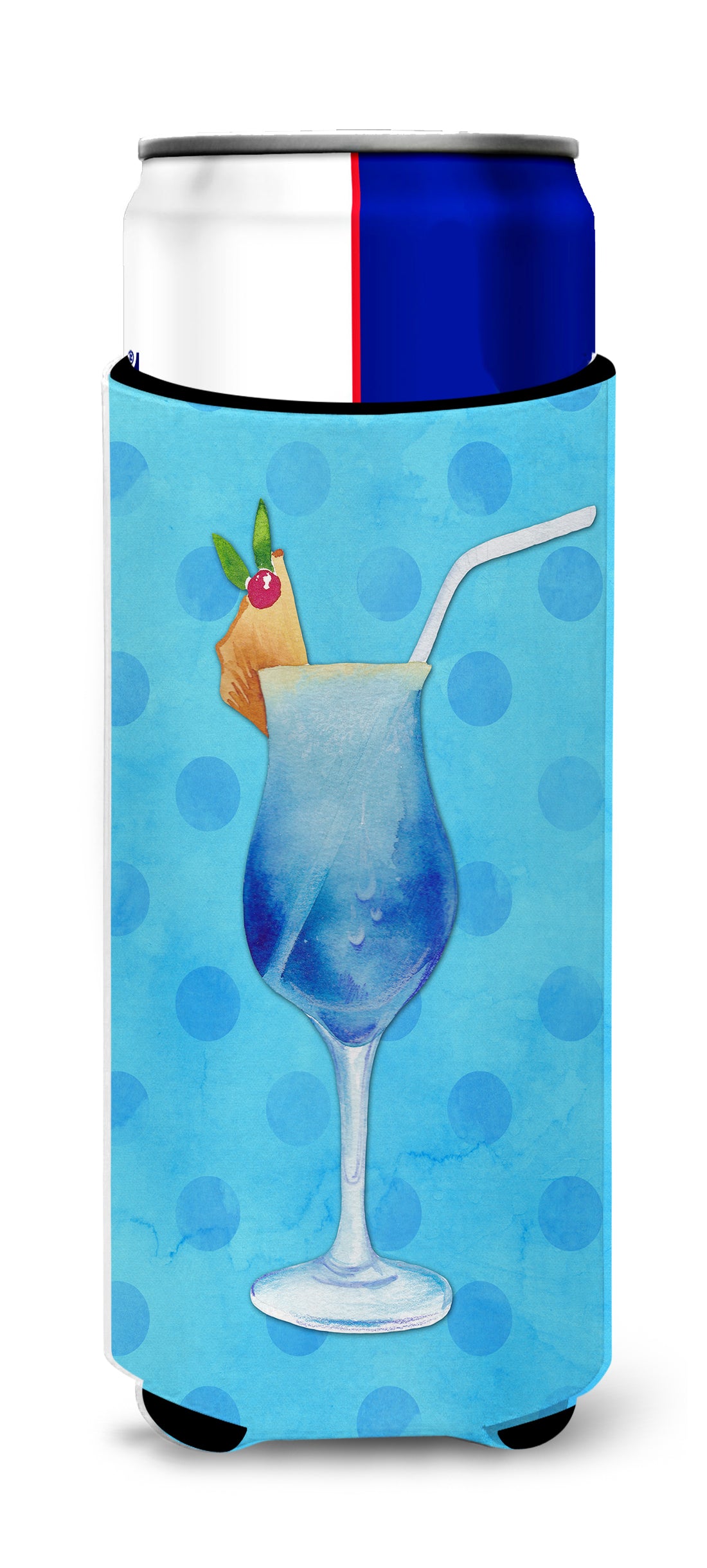 Summer Cocktail Blue Polkadot  Ultra Hugger for slim cans BB8231MUK