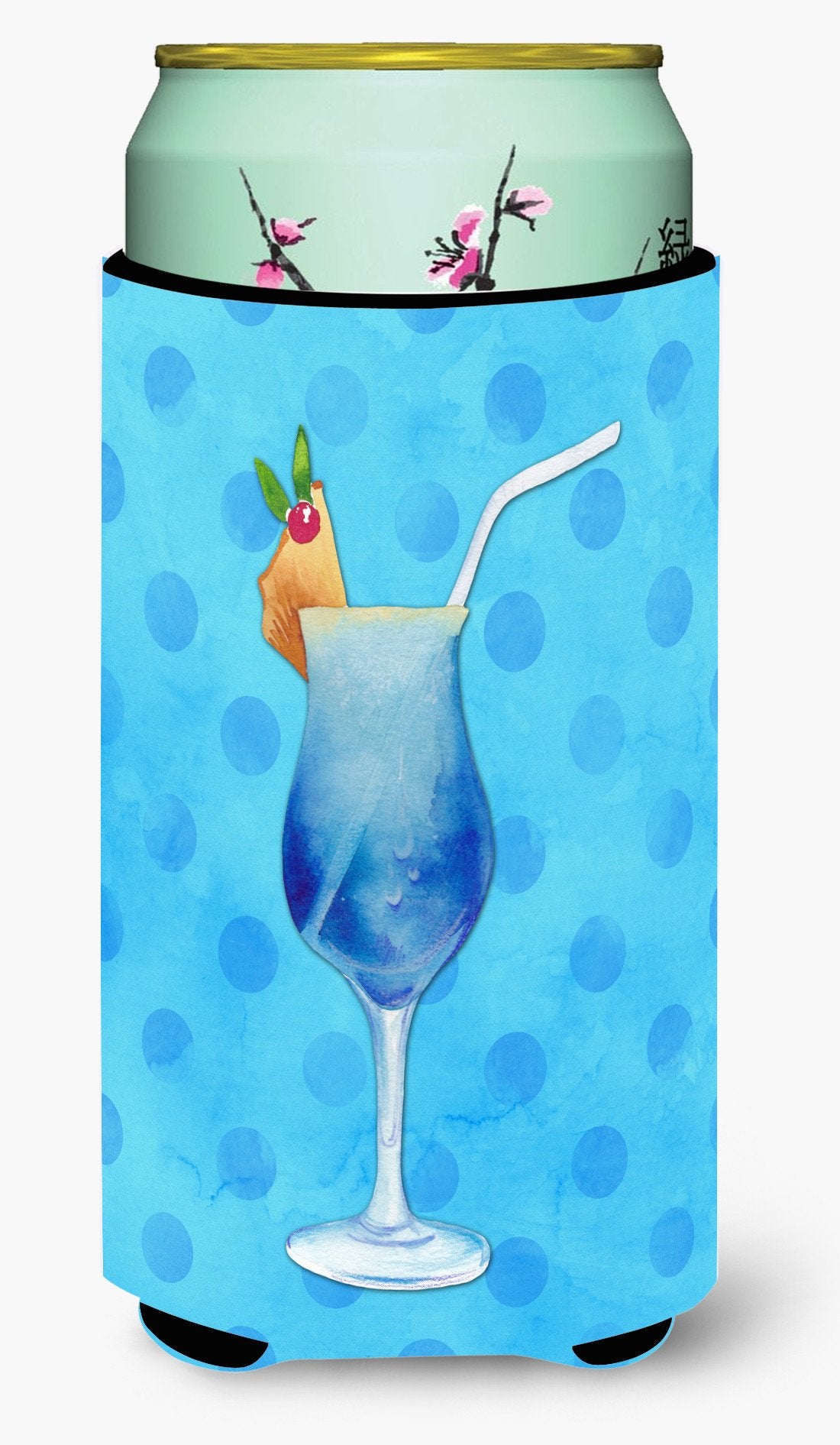 Summer Cocktail Blue Polkadot Tall Boy Beverage Insulator Hugger BB8231TBC by Caroline&#39;s Treasures