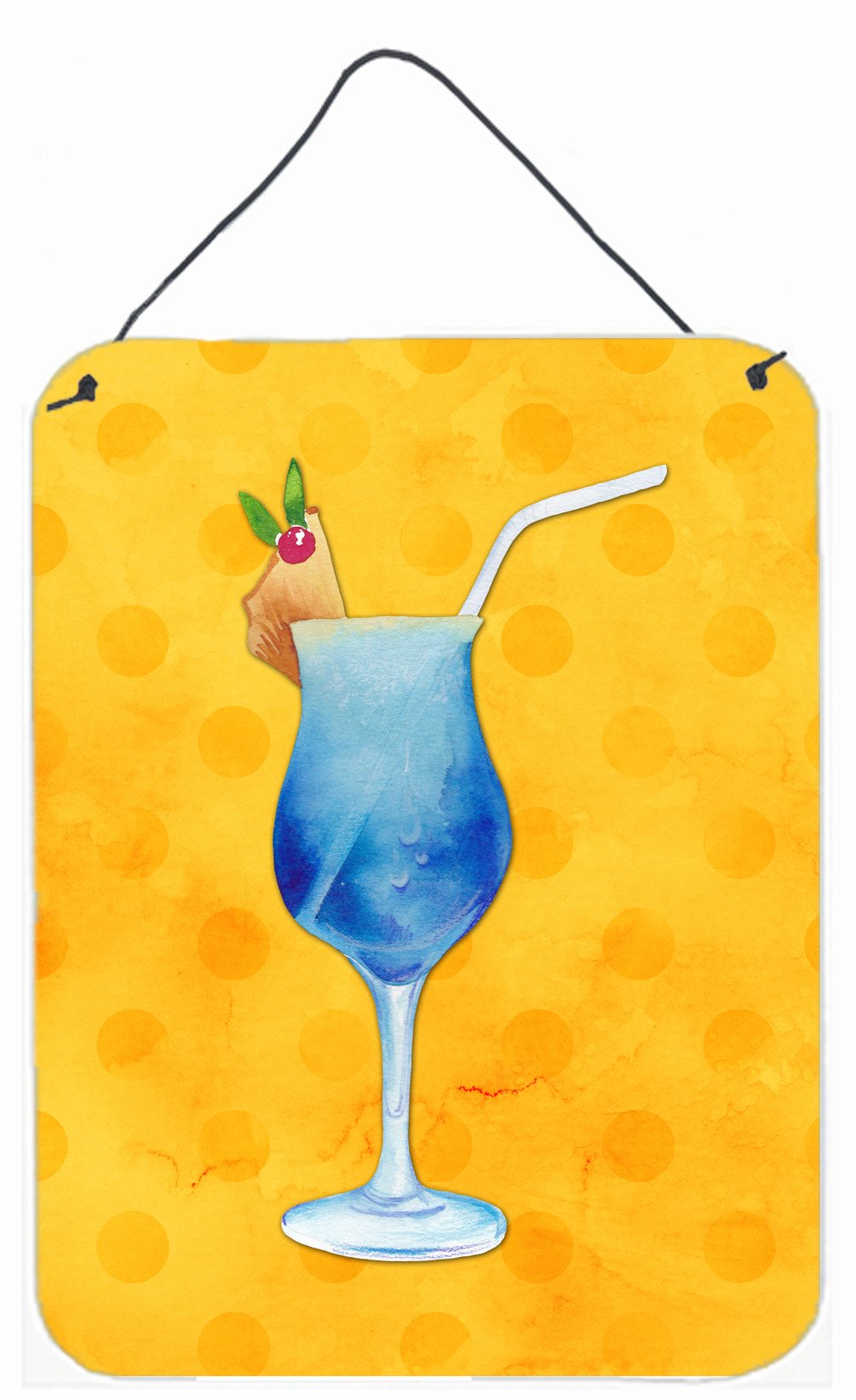 Summer Cocktail Yellow Polkadot Wall or Door Hanging Prints BB8232DS1216 by Caroline&#39;s Treasures