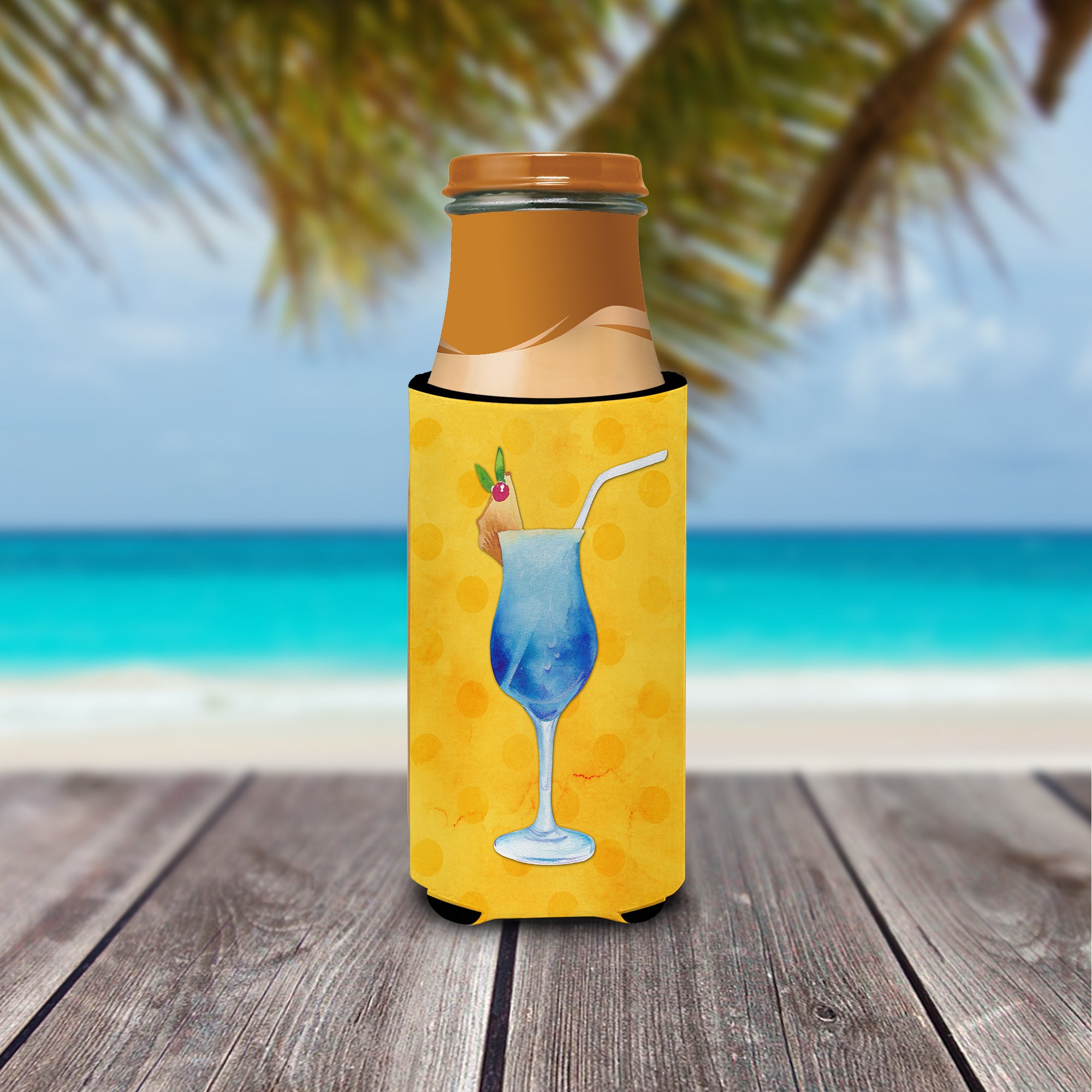 Summer Cocktail Yellow Polkadot  Ultra Hugger for slim cans BB8232MUK