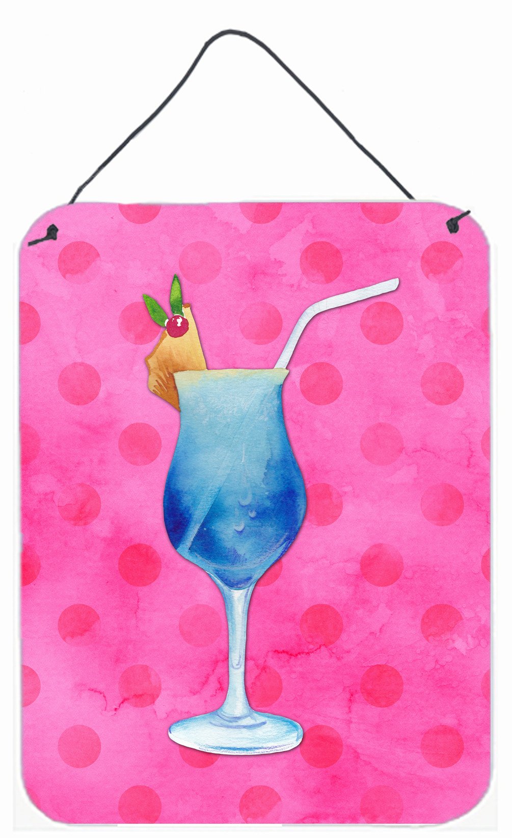 Summer Cocktail Pink Polkadot Wall or Door Hanging Prints BB8234DS1216 by Caroline&#39;s Treasures