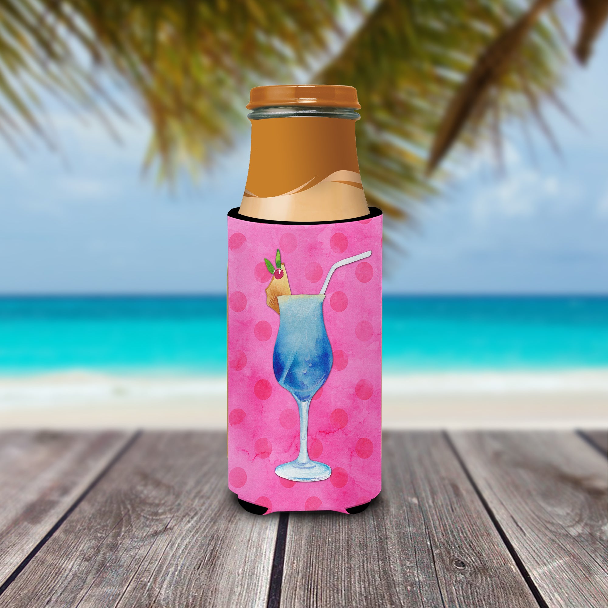 Summer Cocktail Pink Polkadot  Ultra Hugger for slim cans BB8234MUK