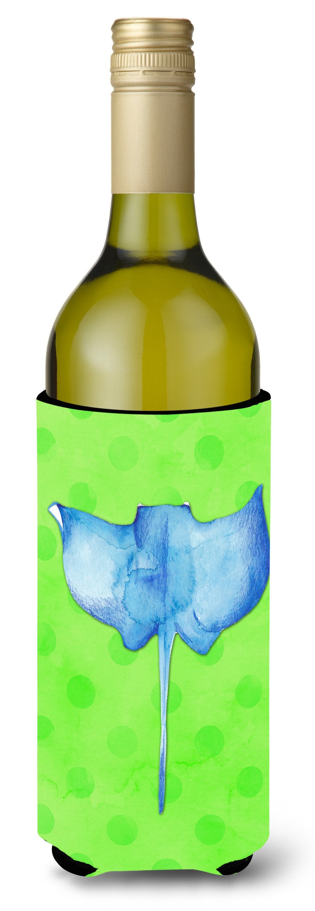 Sting Ray Green Polkadot Wine Bottle Beverge Insulator Hugger BB8235LITERK by Caroline's Treasures