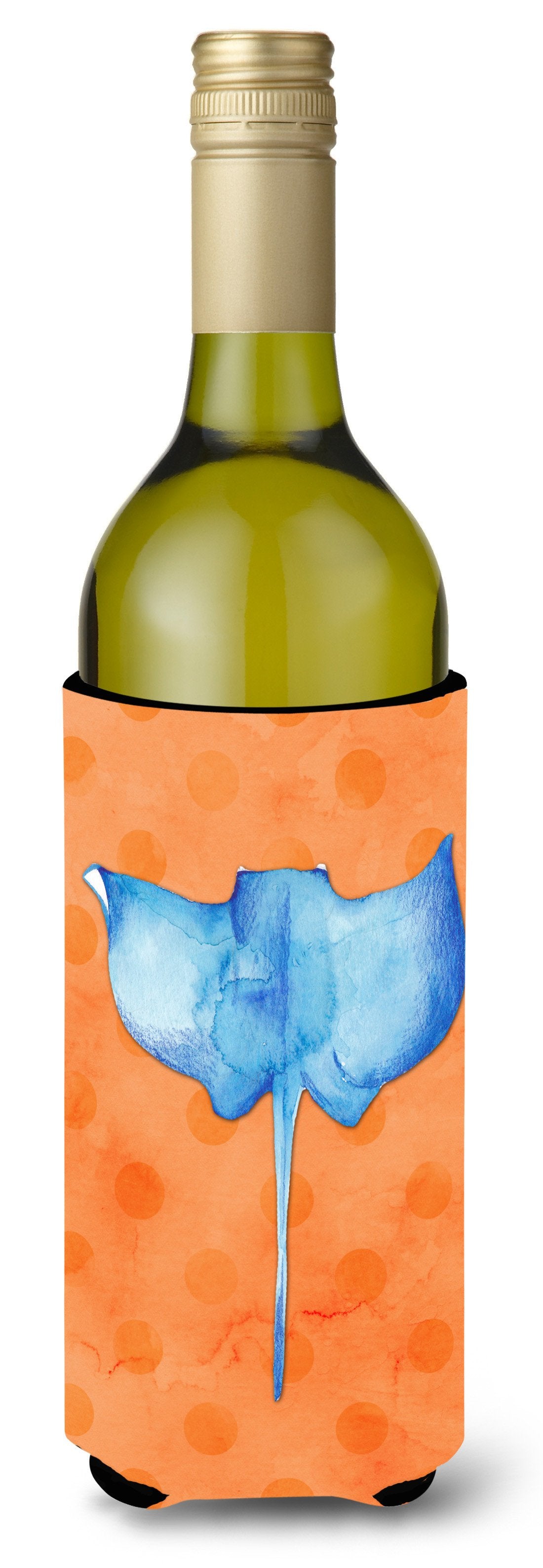 Sting Ray Orange Polkadot Wine Bottle Beverge Insulator Hugger BB8238LITERK by Caroline&#39;s Treasures