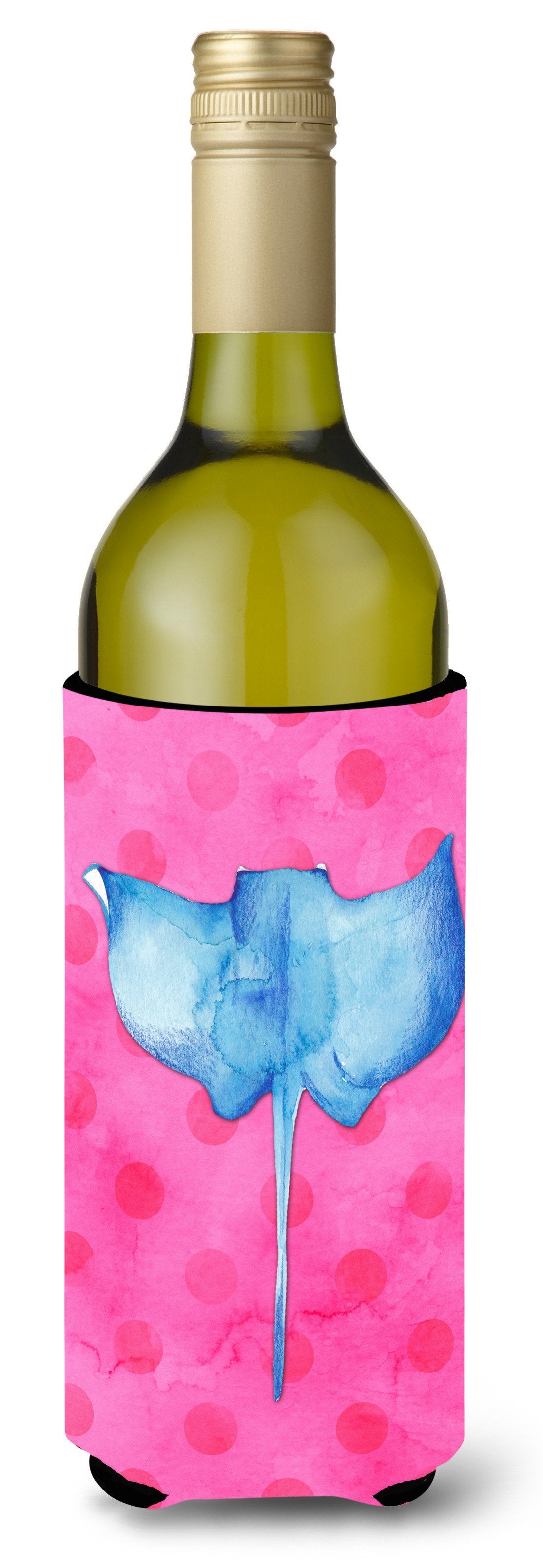 Sting Ray Pink Polkadot Wine Bottle Beverge Insulator Hugger BB8239LITERK by Caroline's Treasures