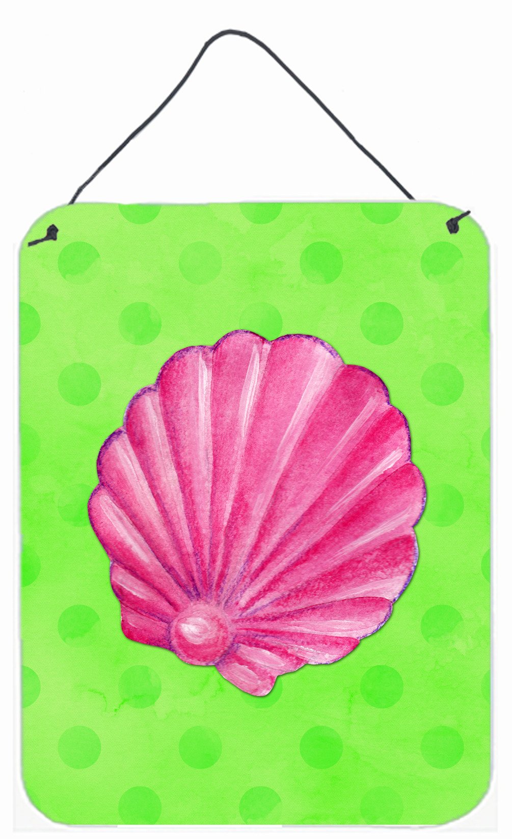Pink Sea Shell Green Polkadot Wall or Door Hanging Prints BB8240DS1216 by Caroline's Treasures
