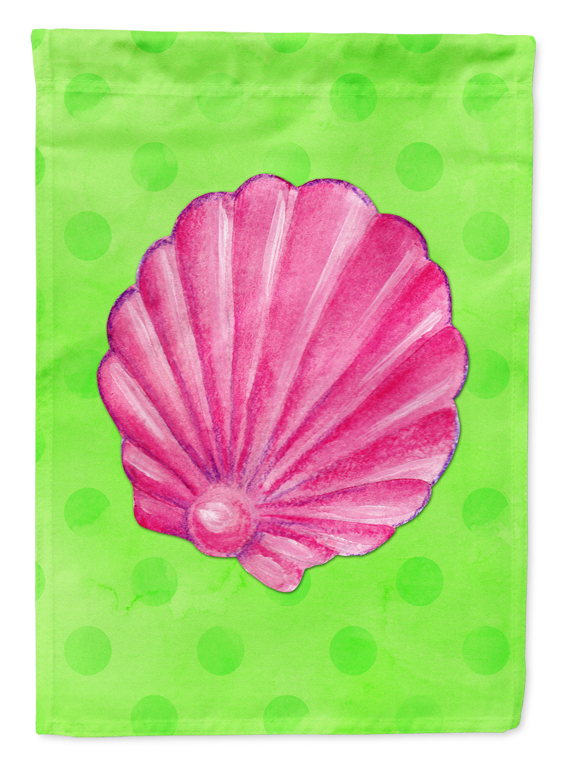 Pink Sea Shell Green Polkadot Flag Garden Size BB8240GF  the-store.com.