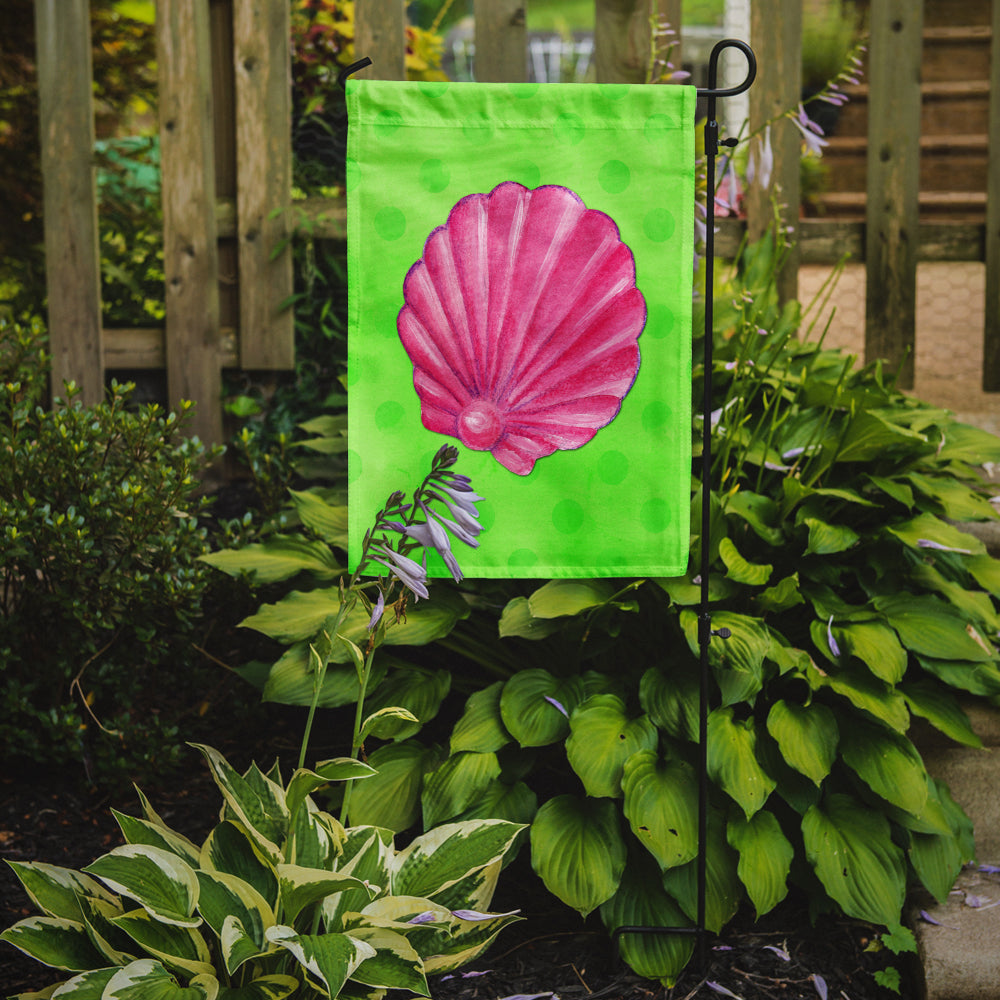 Pink Sea Shell Green Polkadot Flag Garden Size BB8240GF