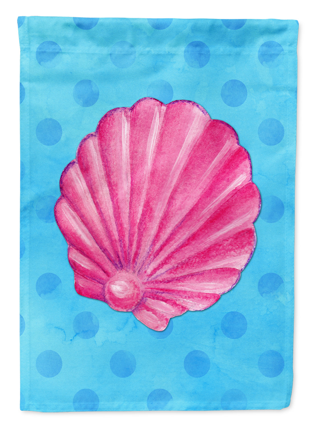 Pink Sea Shell Blue Polkadot Flag Garden Size BB8241GF