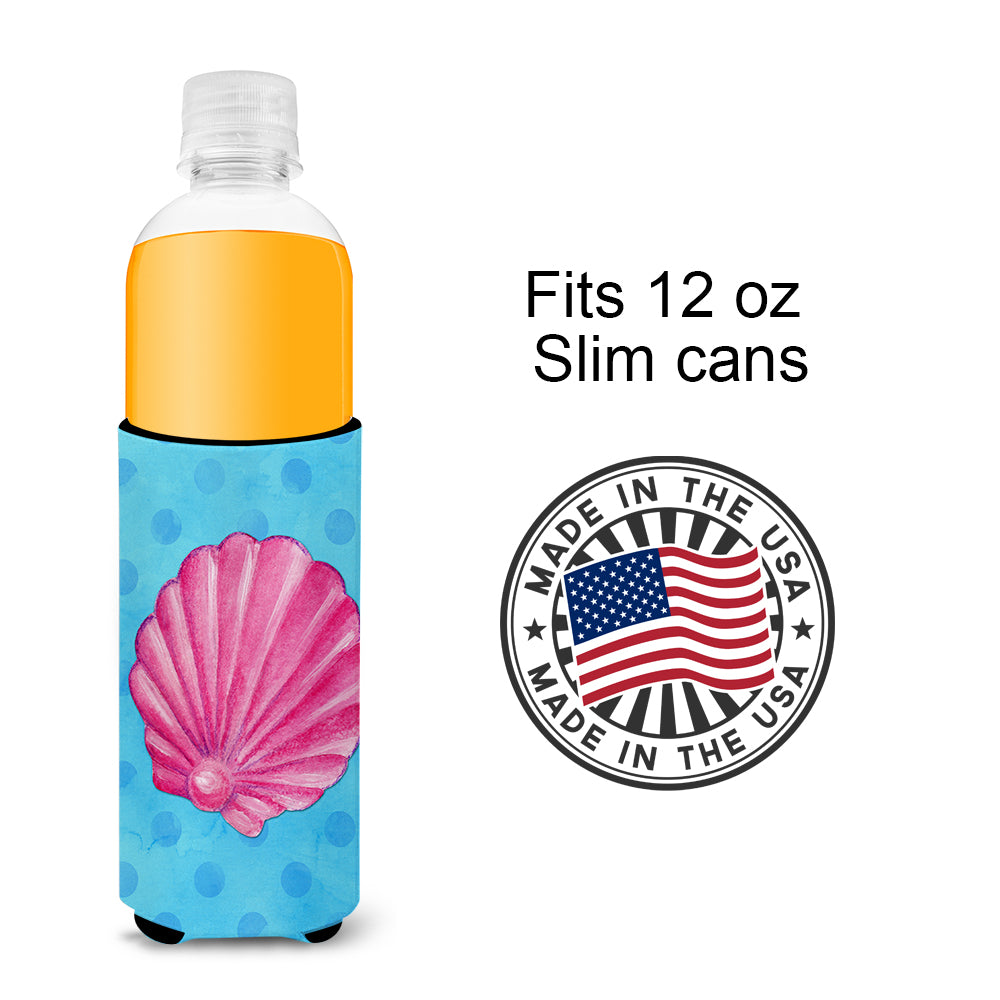 Pink Sea Shell Blue Polkadot  Ultra Hugger for slim cans BB8241MUK