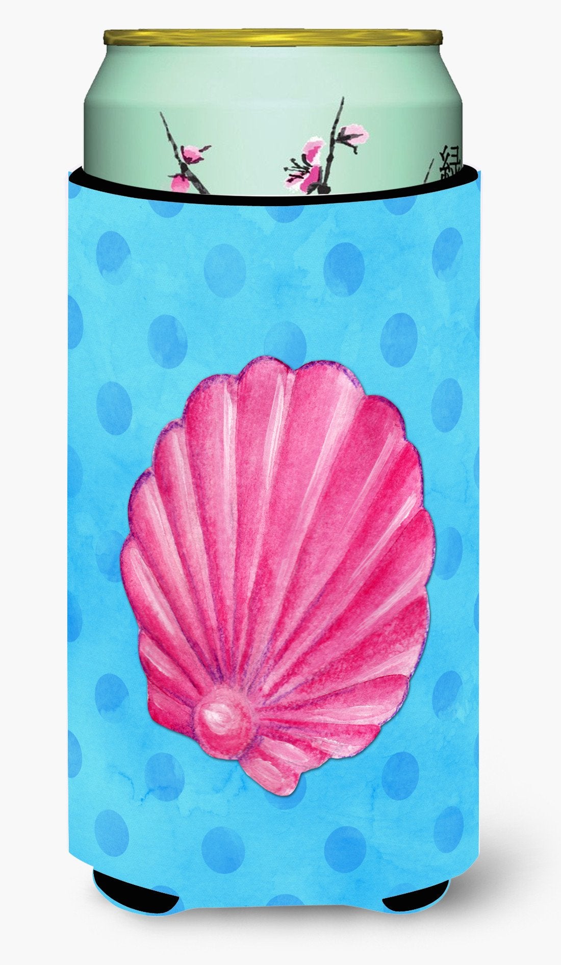 Pink Sea Shell Blue Polkadot Tall Boy Beverage Insulator Hugger BB8241TBC by Caroline&#39;s Treasures