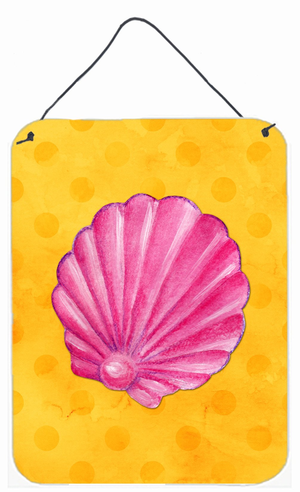 Pink Sea Shell Yellow Polkadot Wall or Door Hanging Prints BB8242DS1216 by Caroline's Treasures