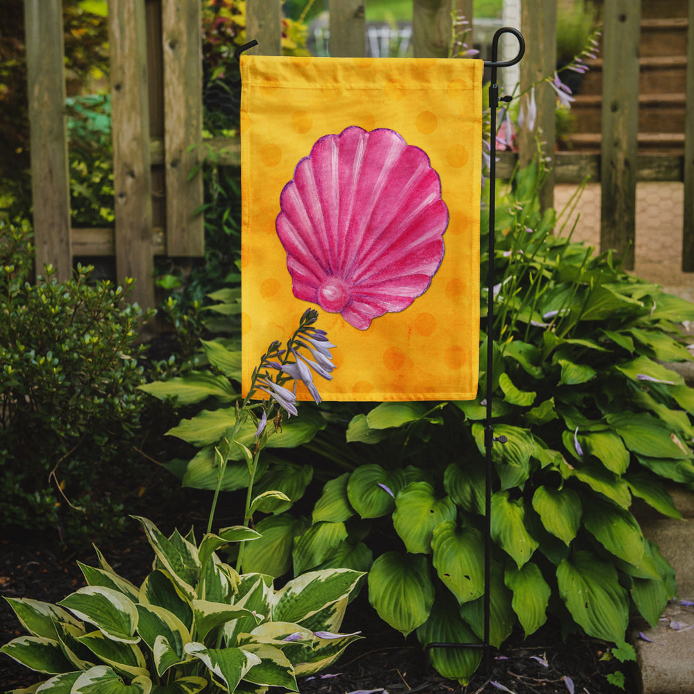 Pink Sea Shell Yellow Polkadot Flag Garden Size BB8242GF  the-store.com.