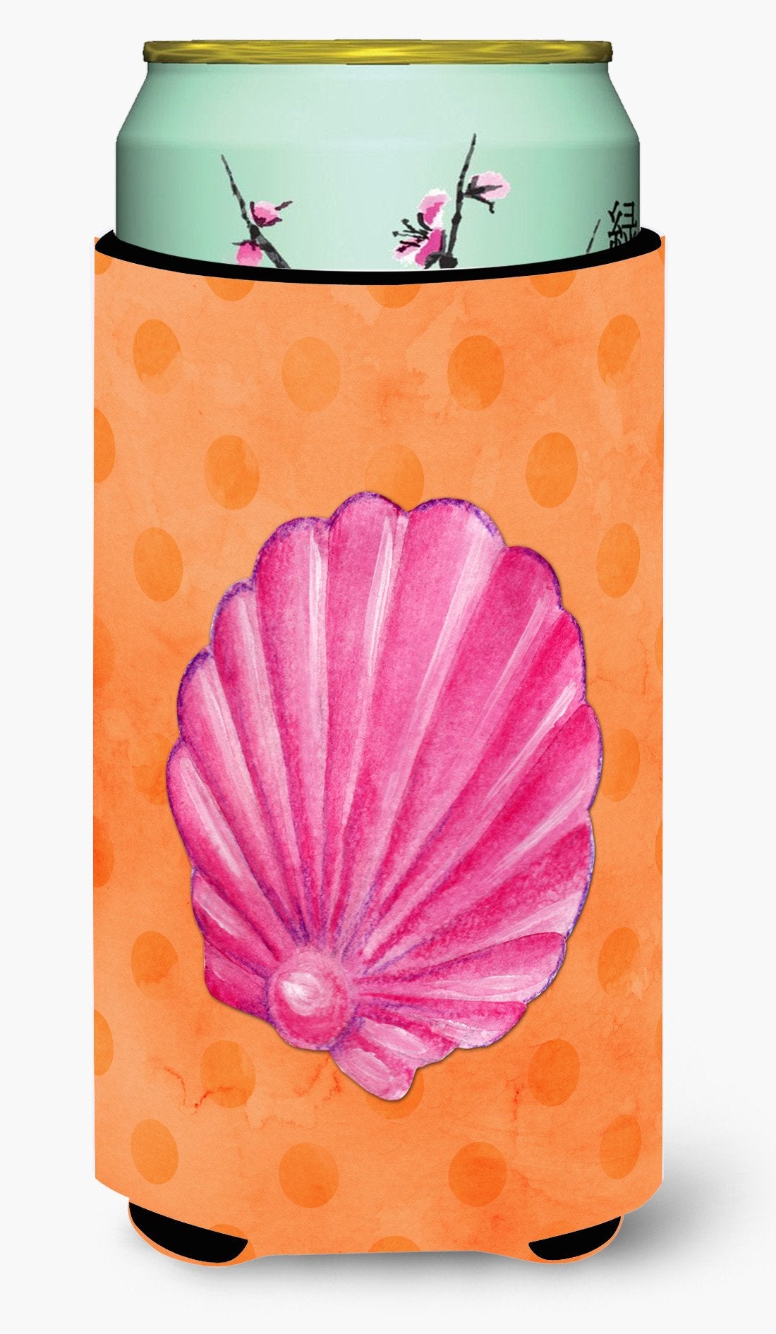 Pink Sea Shell Orange Polkadot Tall Boy Beverage Insulator Hugger BB8243TBC by Caroline&#39;s Treasures